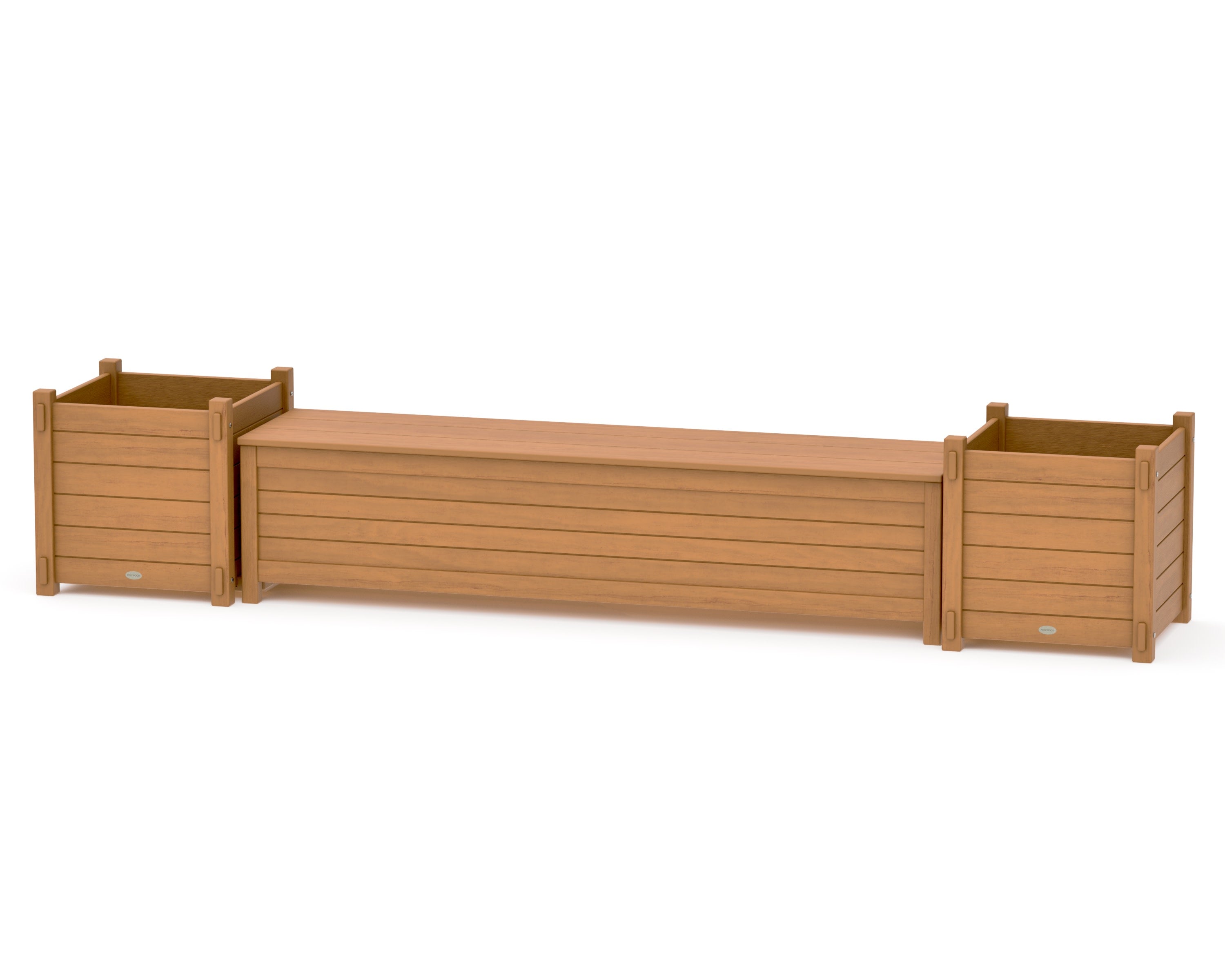 72" Nautical Straight Planter Storage Bench Set- Large in Natural