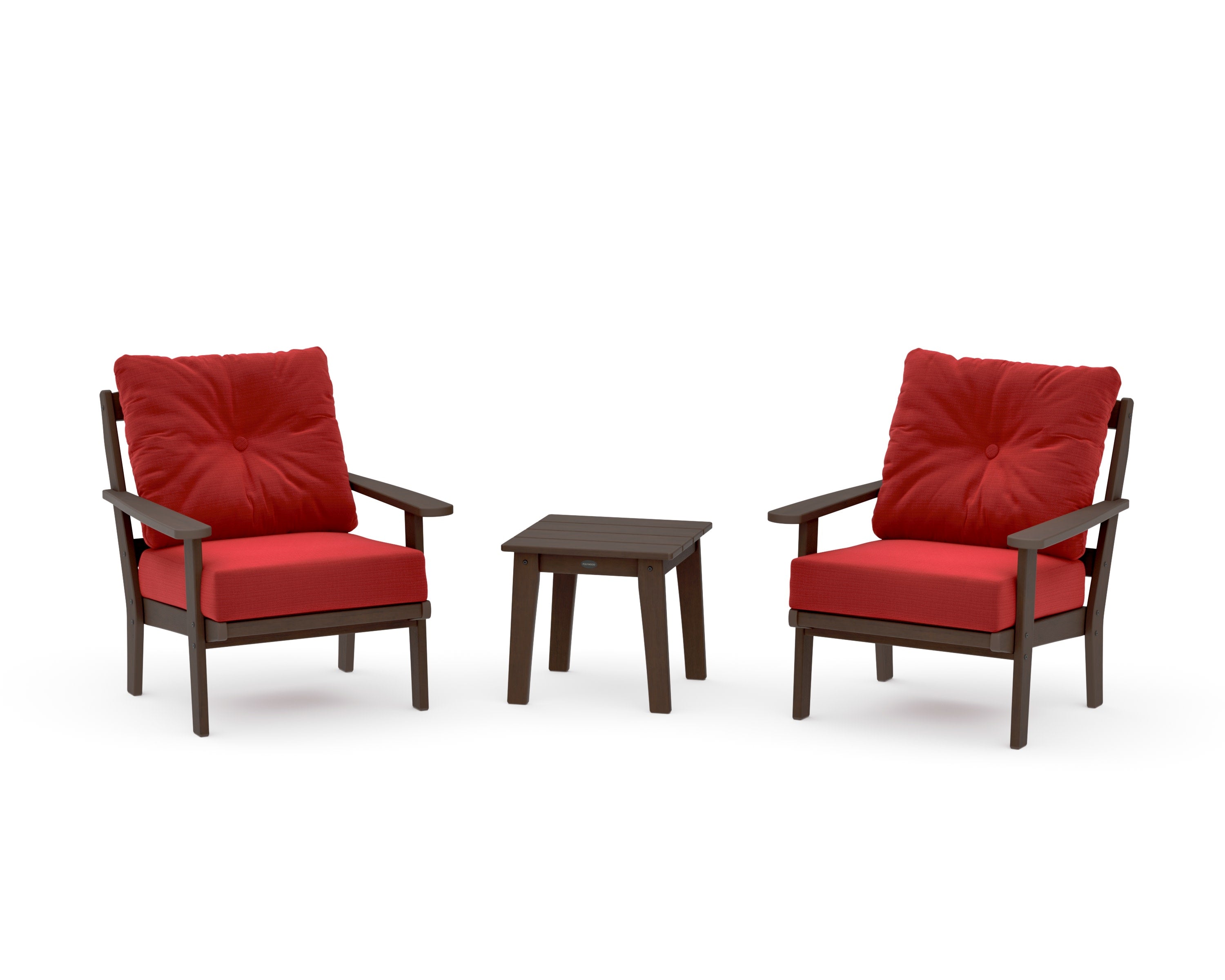 Mission 3-Piece Deep Seating Set in Kona / Crimson Linen