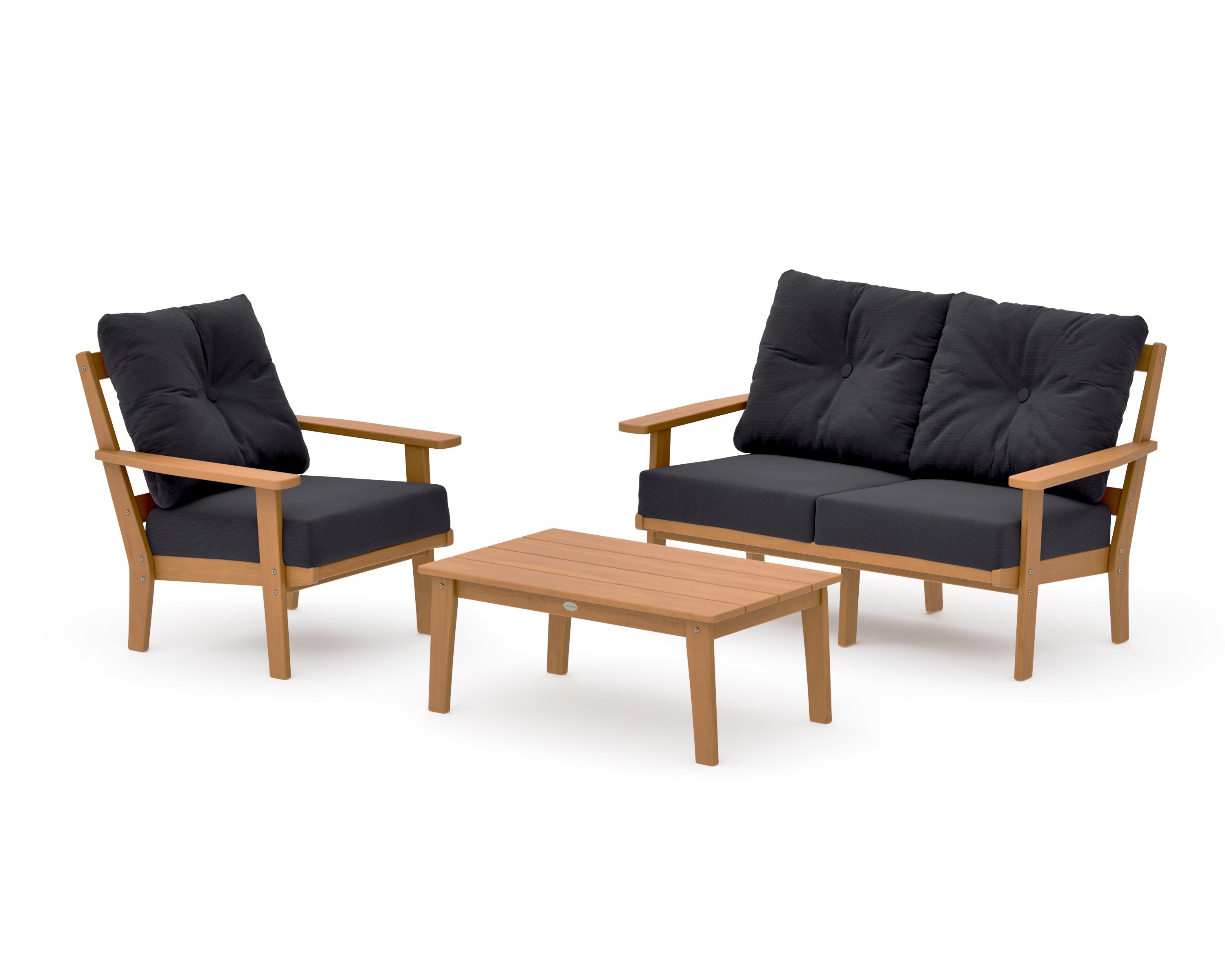 Oxford 3-Piece Deep Seating Set with Loveseat in Natural / Midnight Linen