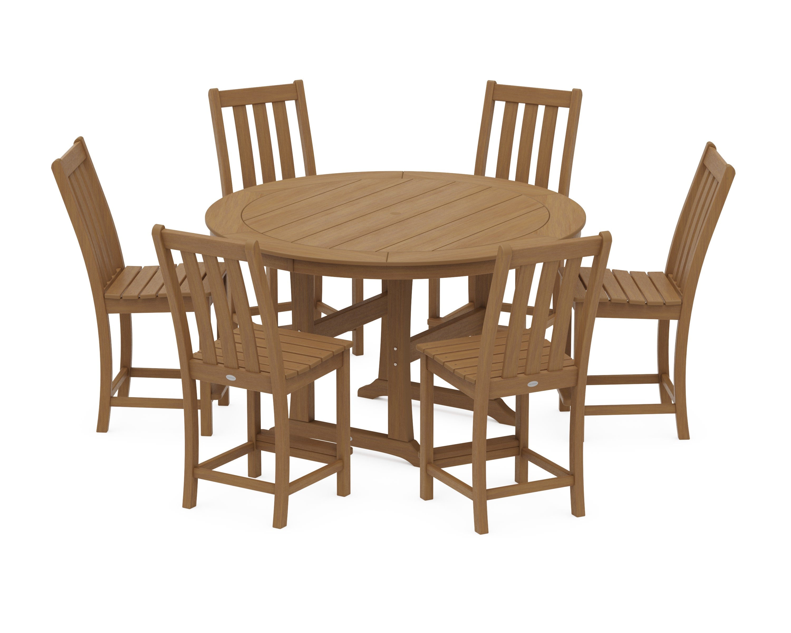 Vineyard 7-Piece Side Chair Round Counter Set in Natural
