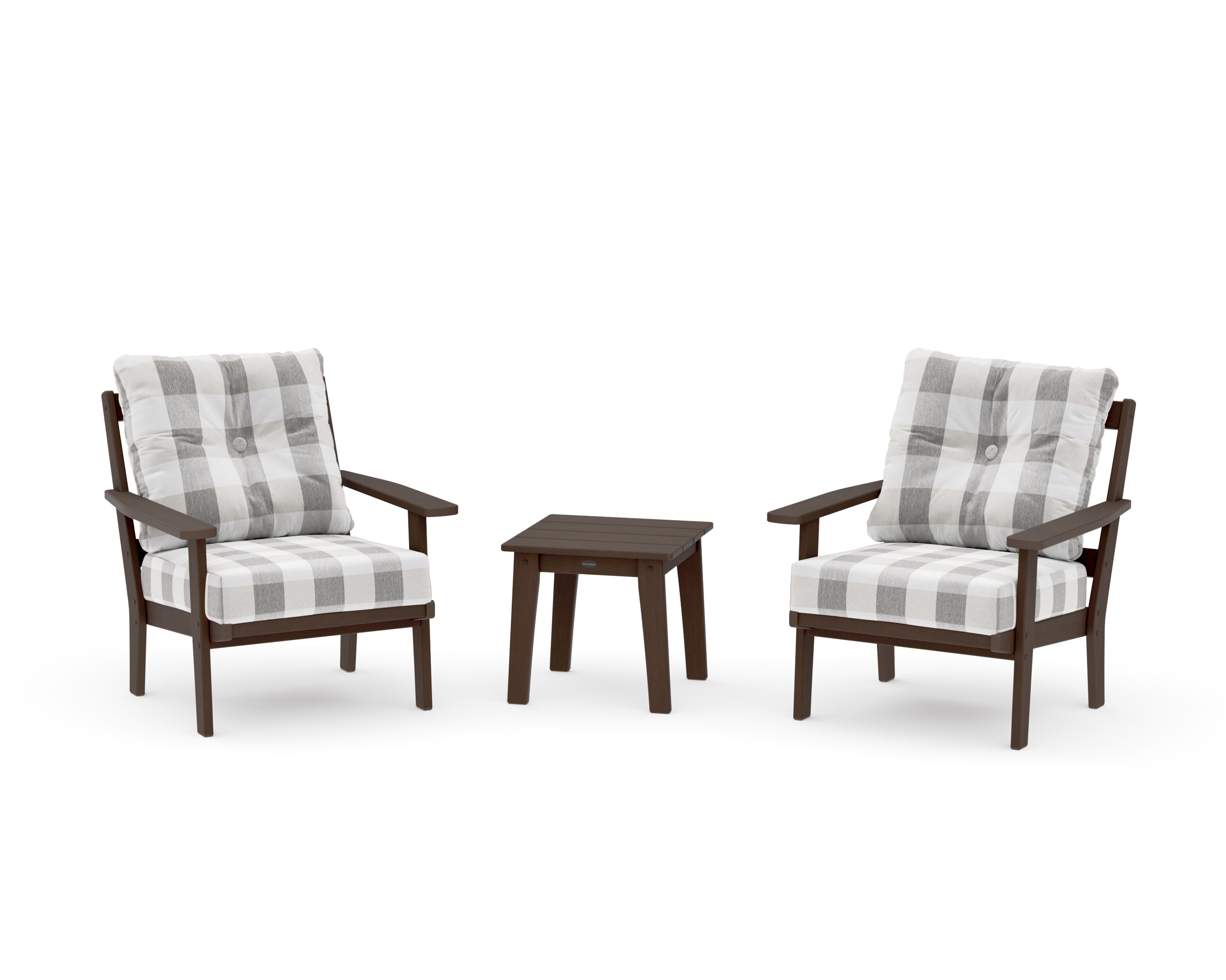 Oxford 3-Piece Deep Seating Set in Kona / Buffalo Plaid Grey Mist