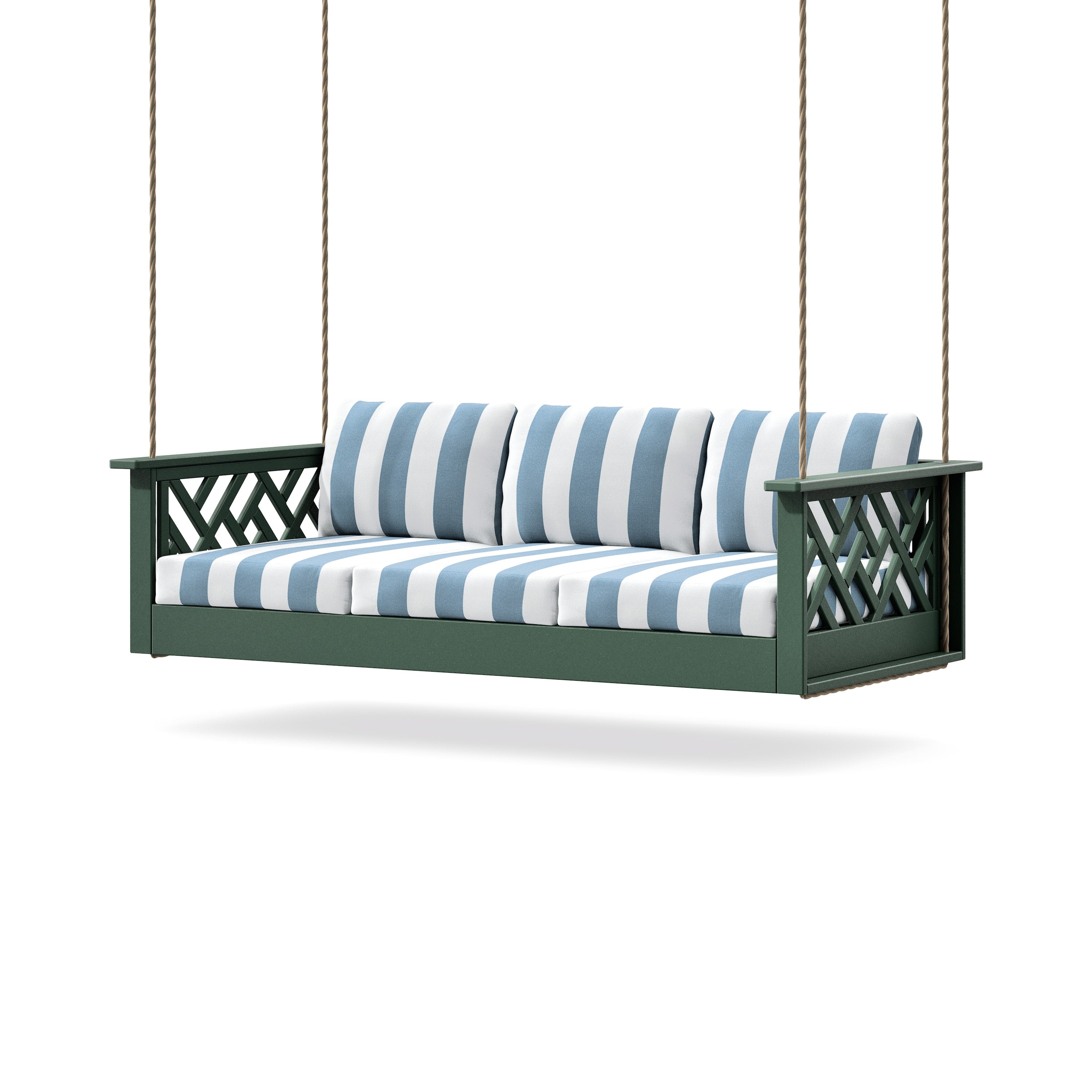 Chippendale Daybed Swing in Green / Cabana Stripe Sky Blue