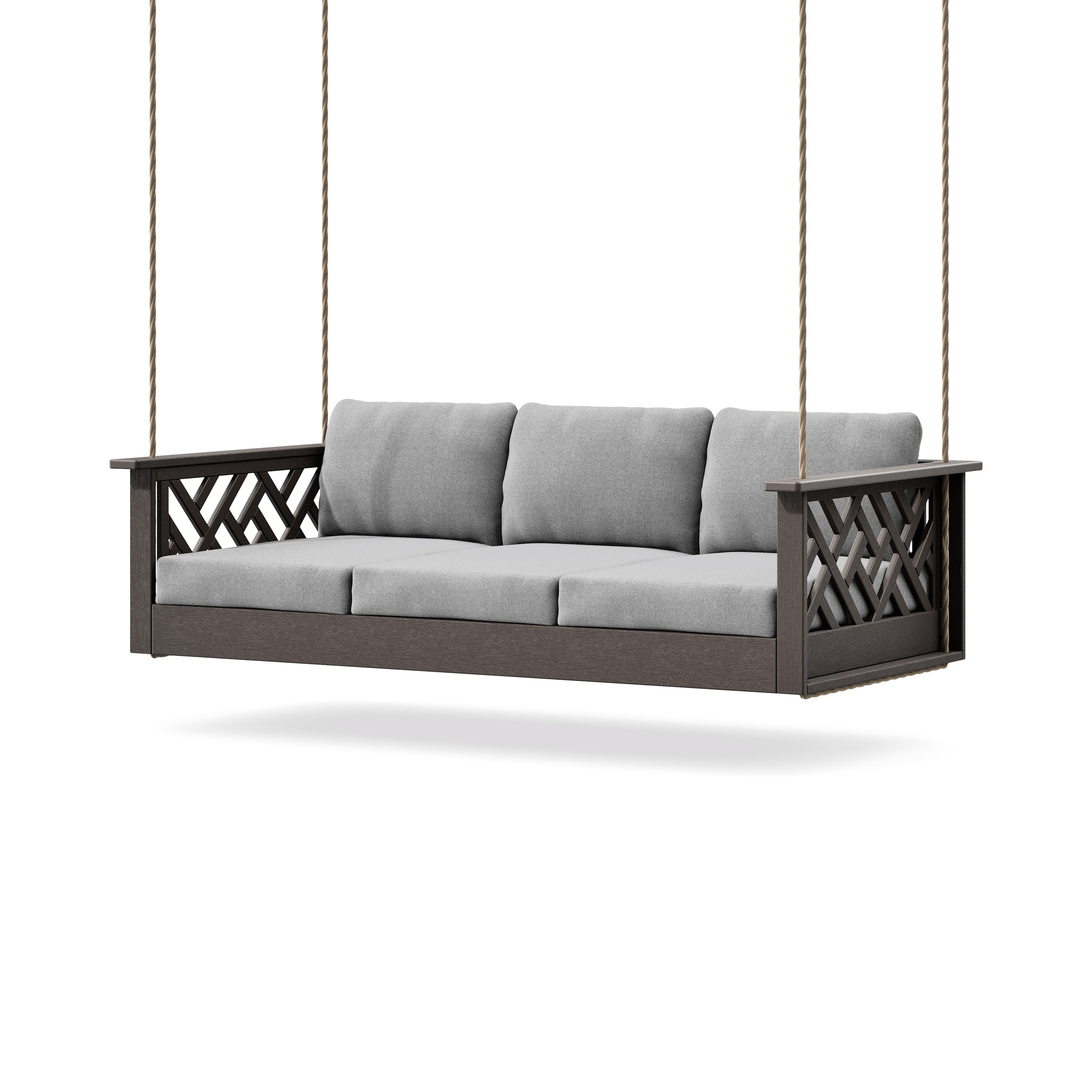 Chippendale Daybed Swing in Vintage Coffee / Grey Mist