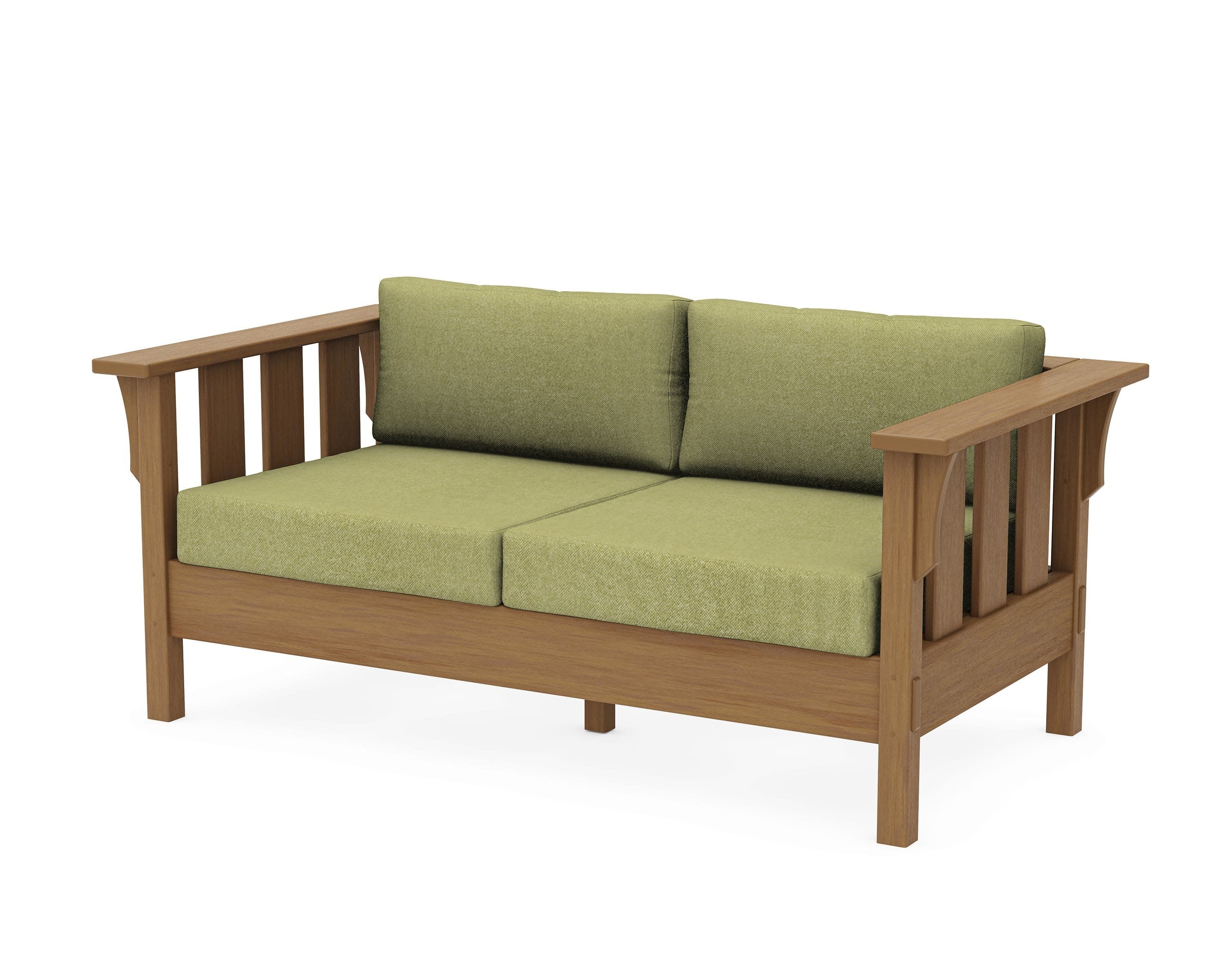 Acadia Deep Seating Loveseat in Natural / Chartreuse Boucle