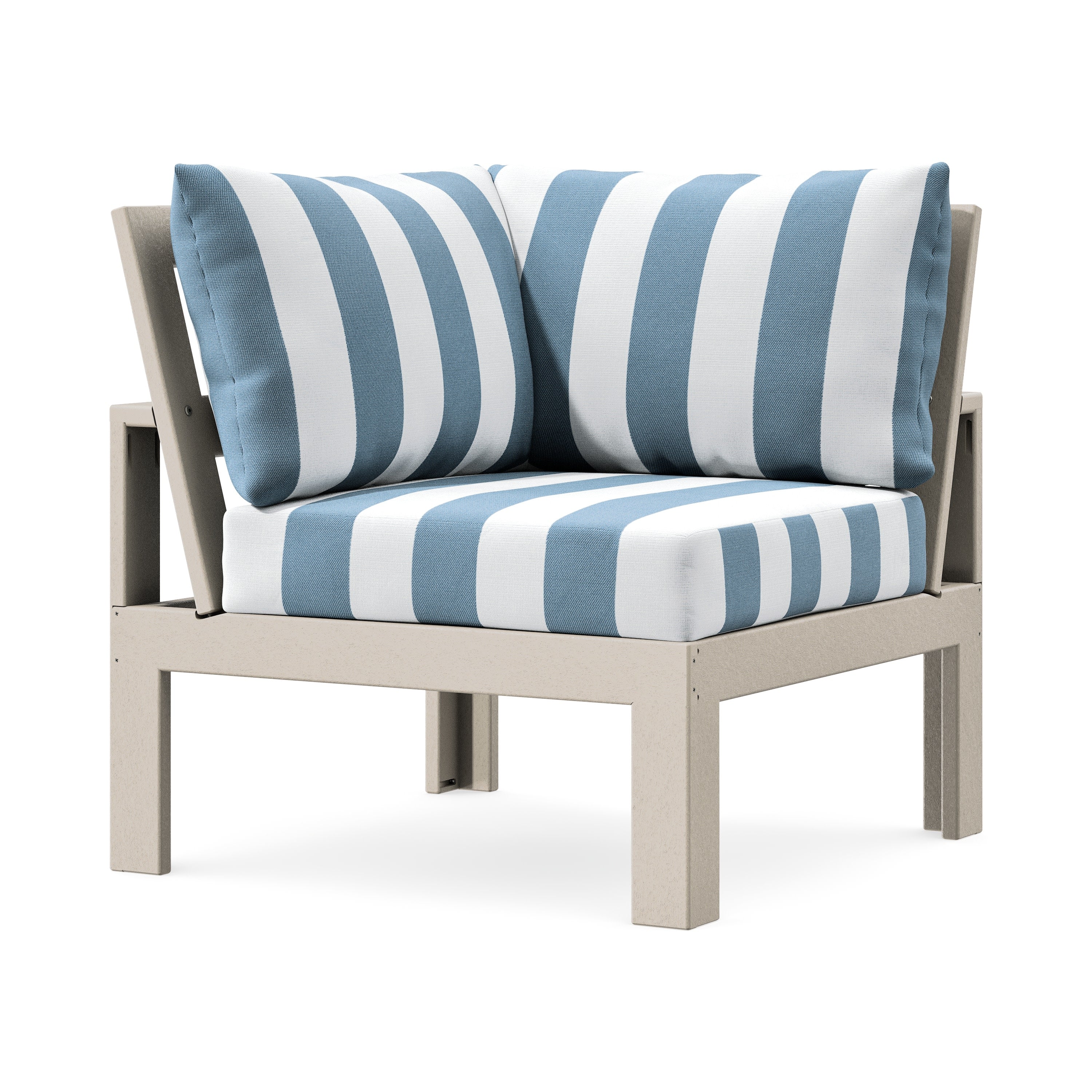 Modular Corner Chair in Sand / Cabana Stripe Sky Blue