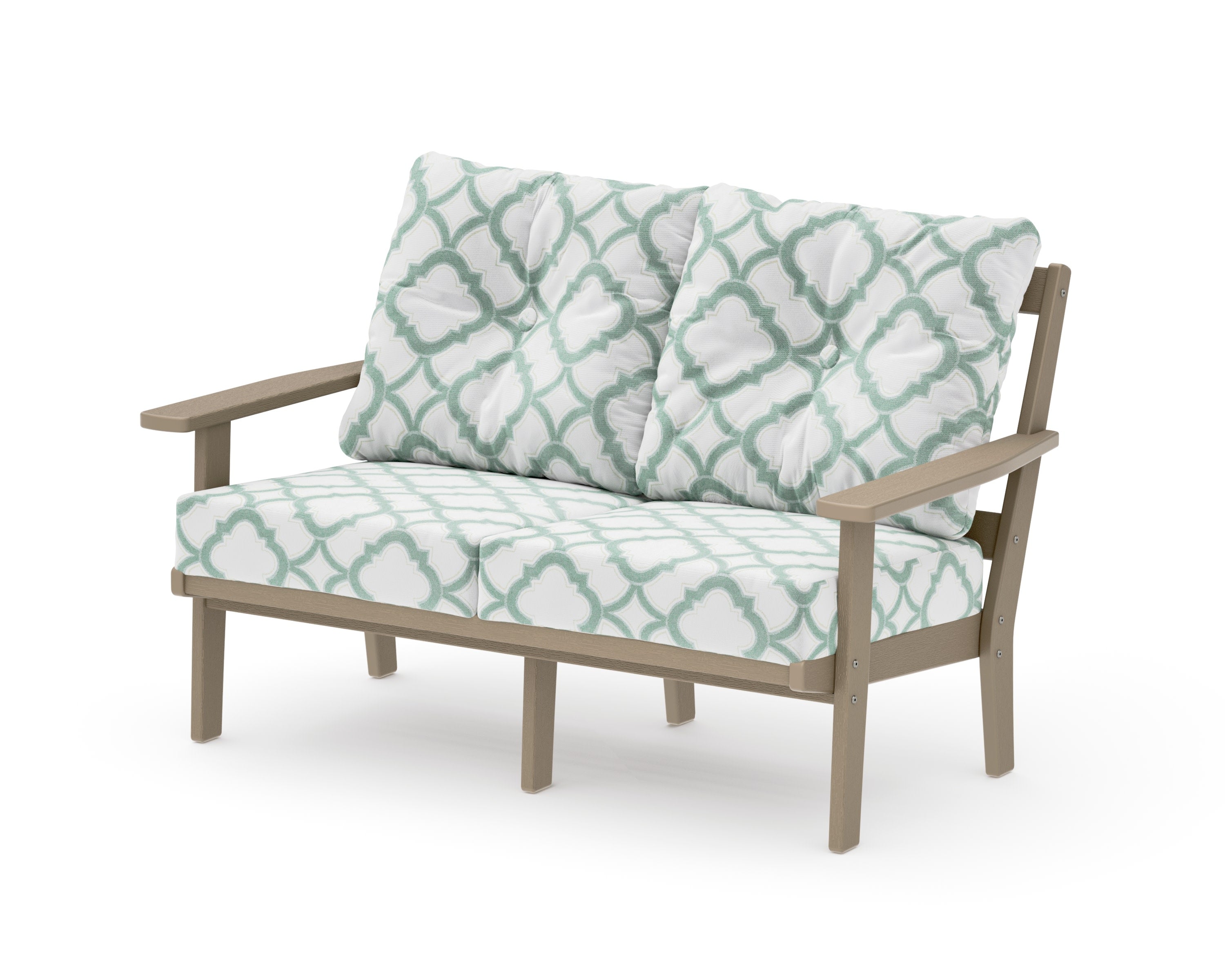 Oxford Deep SeatingLoveseat in Vintage Sahara / Trellis Glacier Spa