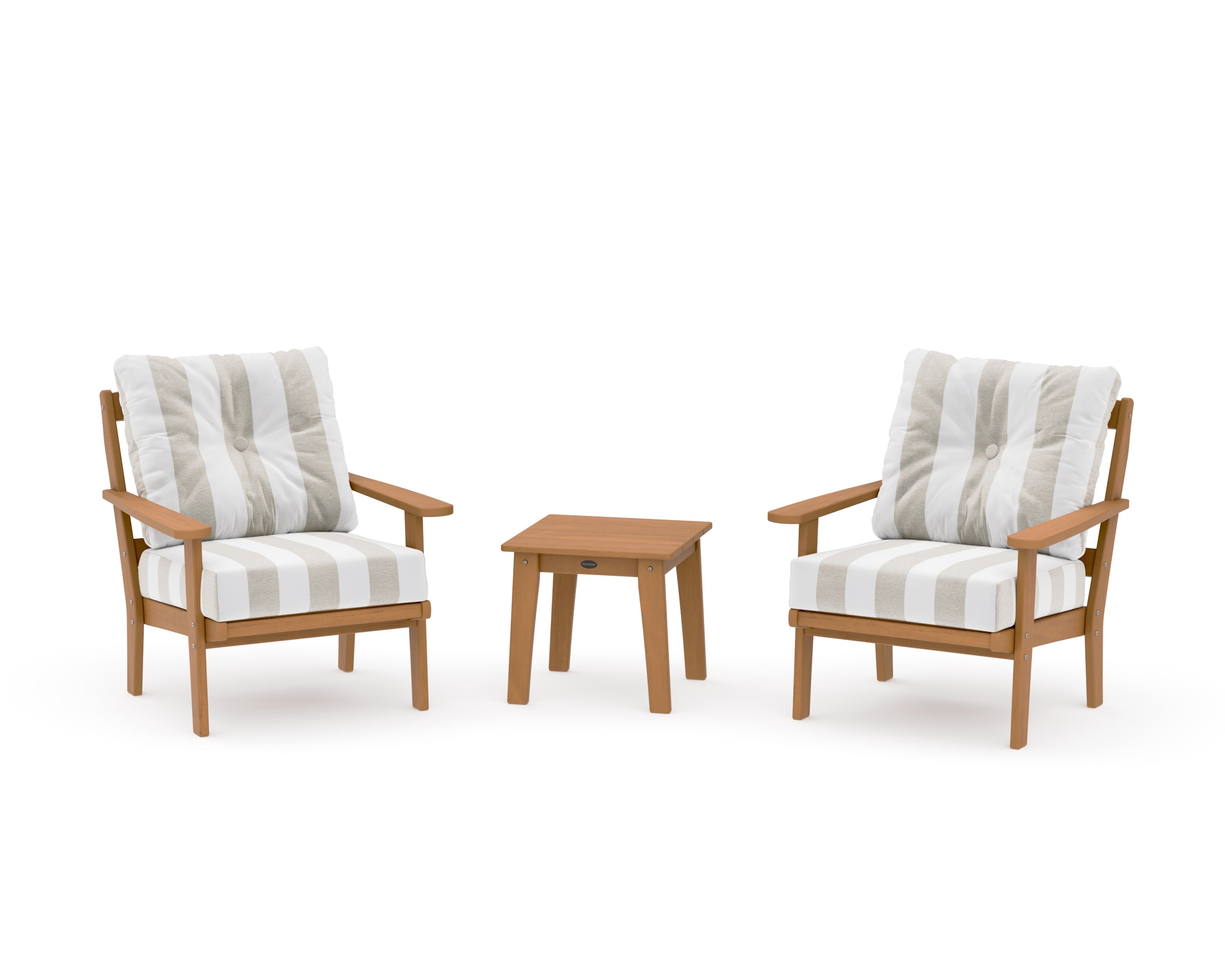 Mission 3-Piece Deep Seating Set in Natural / Cabana Stripe Dune Burlap