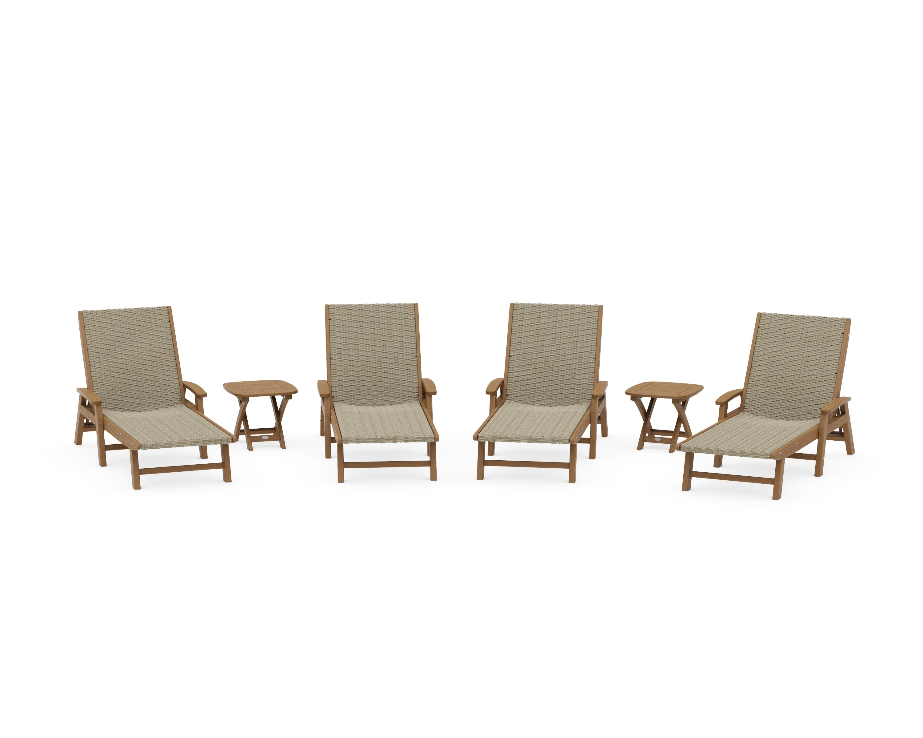 6- Piece Coastal Woven Chaise with Arms Chaise Lounge Set in Natural / Dune Grass