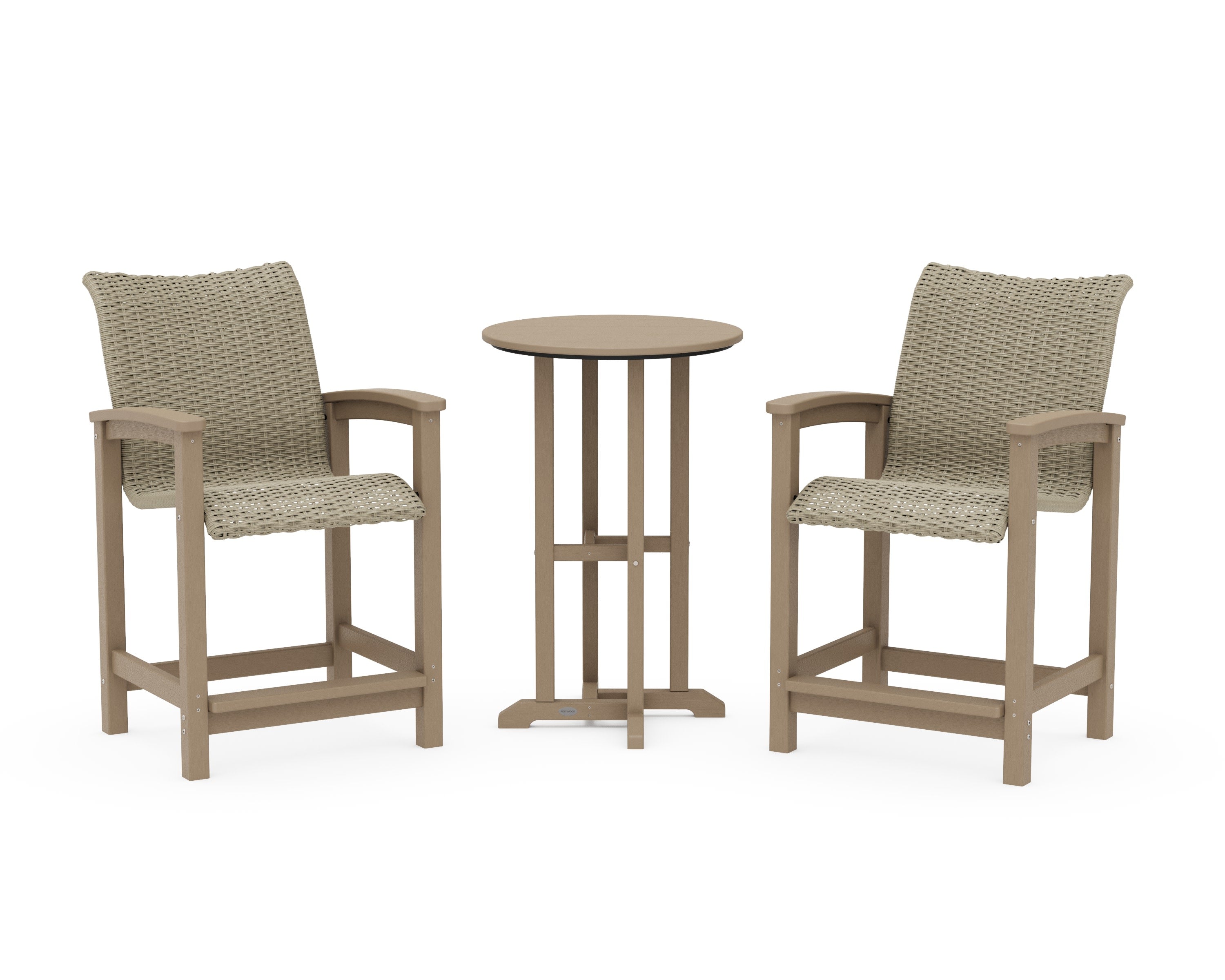 Coastal Woven 3-Piece Farmhouse Counter Set in Vintage Sahara / Dune Grass