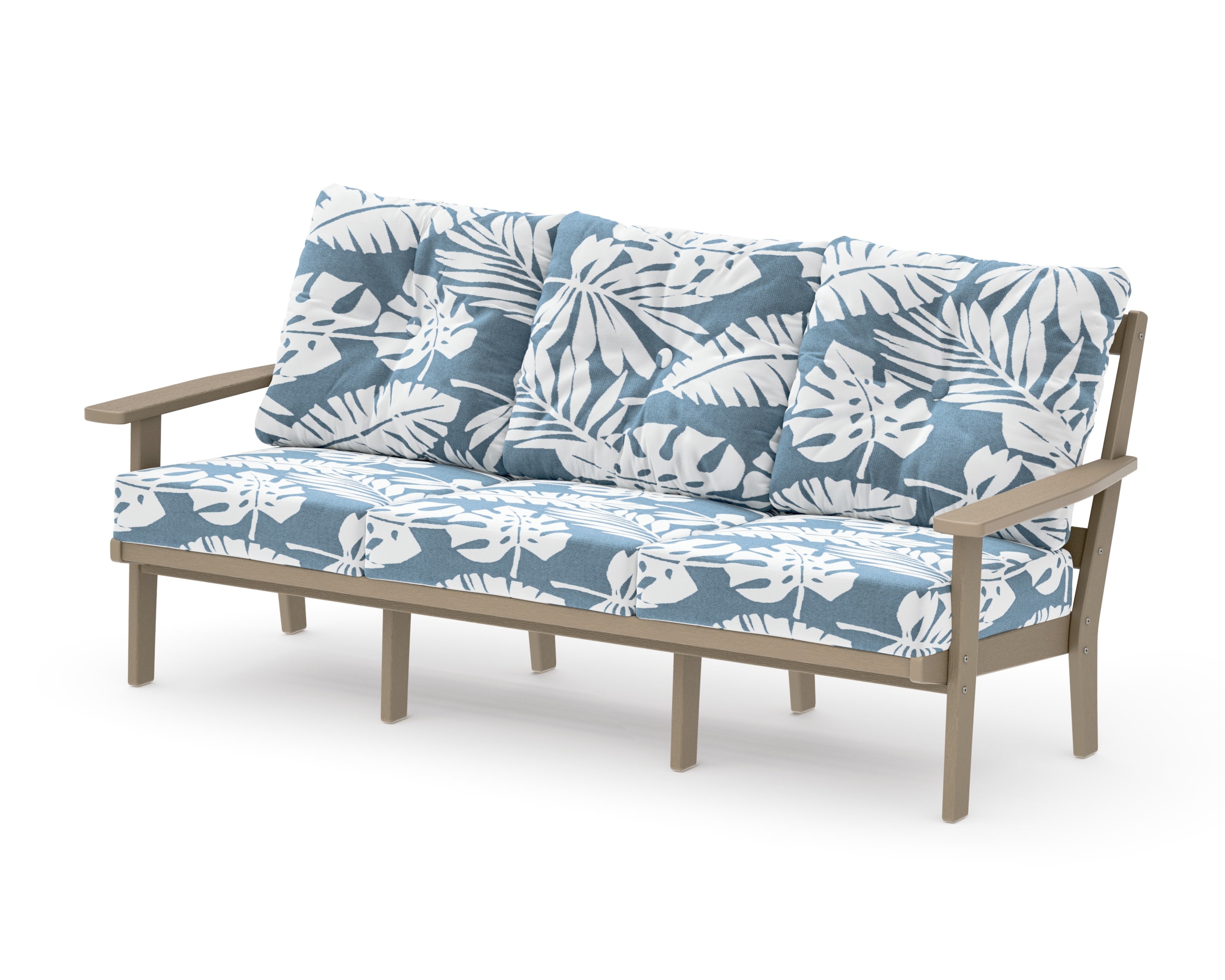 Oxford Deep Seating Sofa in Vintage Sahara / Leaf Sky Blue