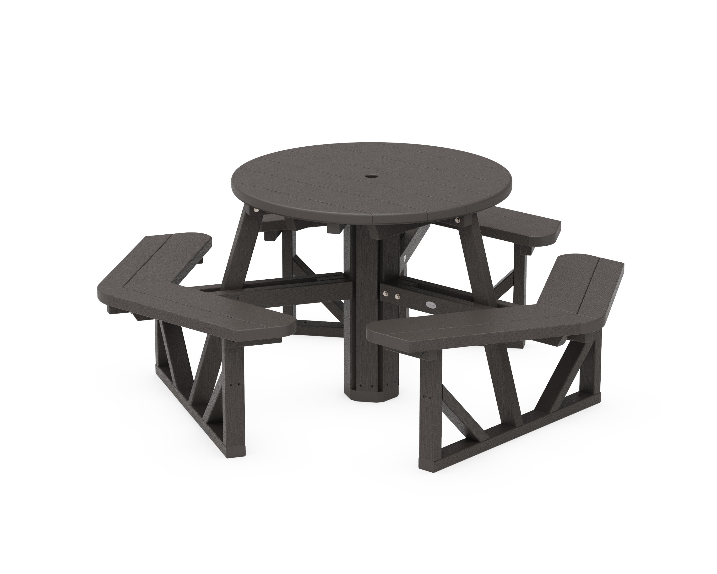 Park 36" Round Picnic Table in Vintage Coffee