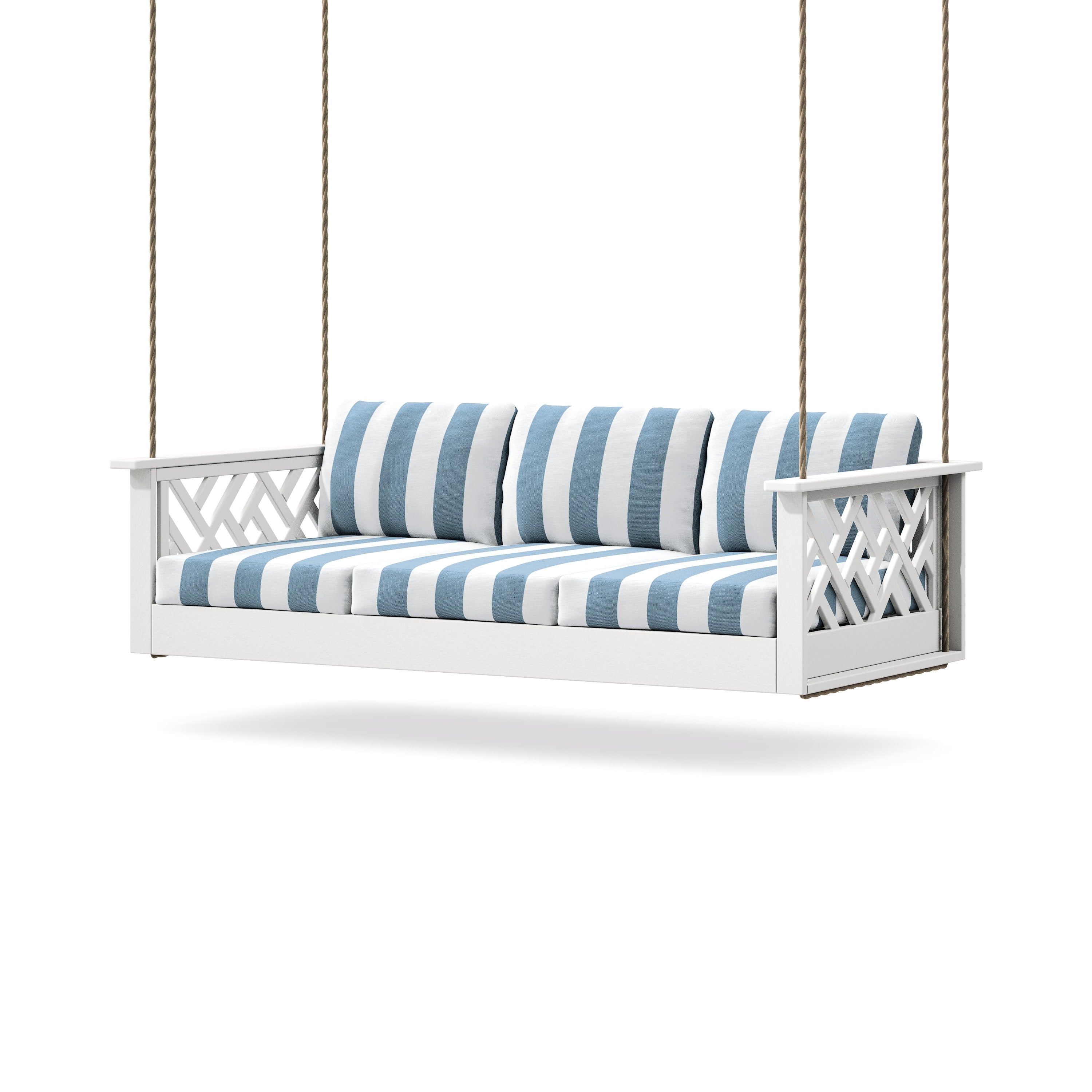 Chippendale Daybed Swing in White / Cabana Stripe Sky Blue