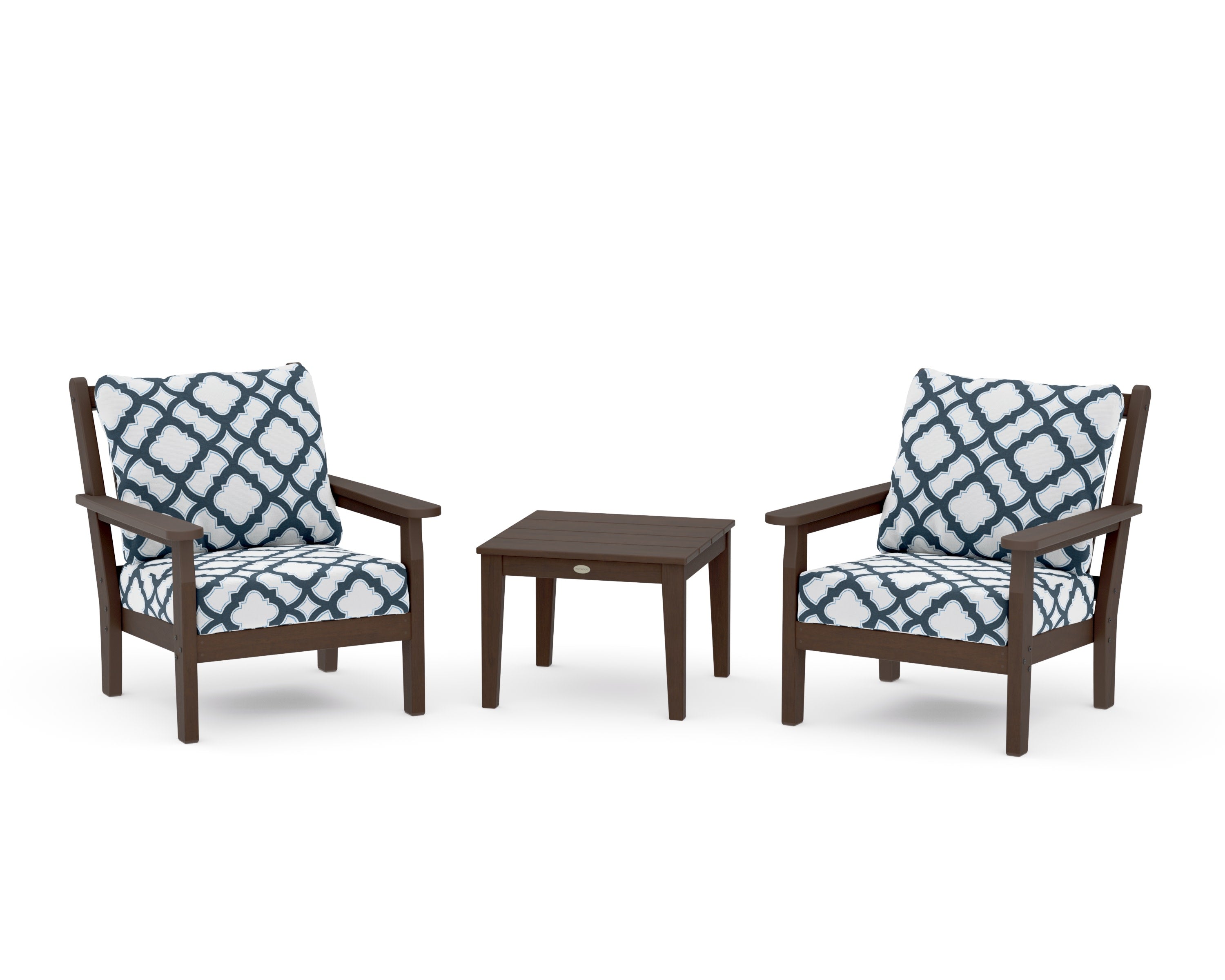 Chippendale 3-Piece Deep Seating Set in Kona / Trellis Marine Indigo
