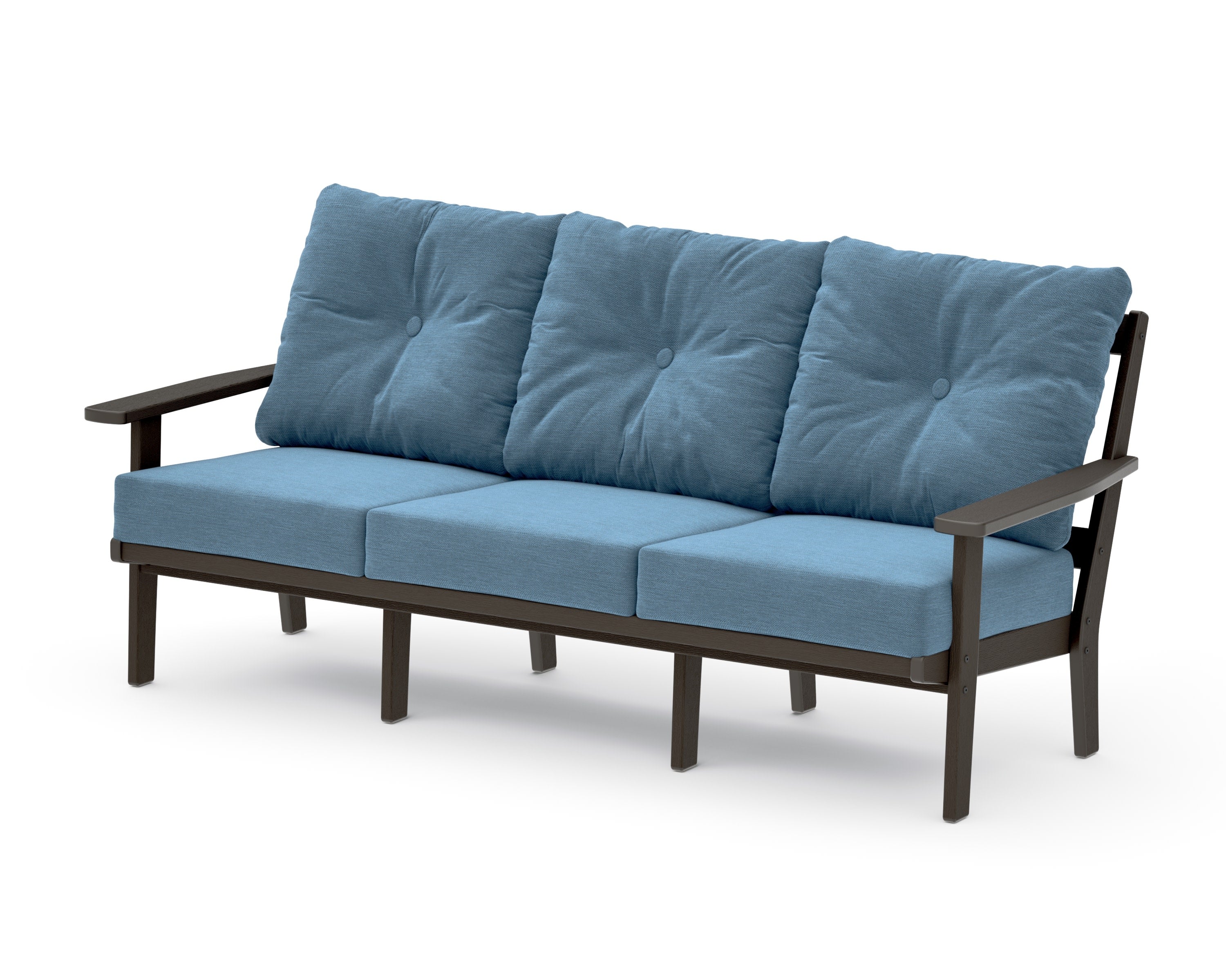 Oxford Deep Seating Sofa in Vintage Coffee / Sky Blue