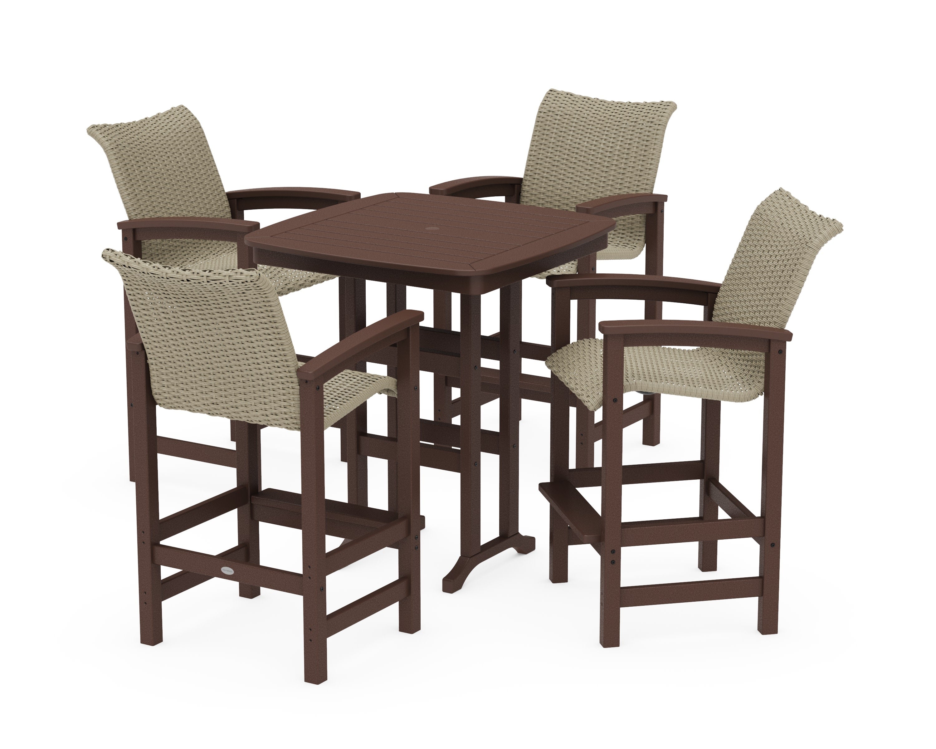 Coastal Woven 5-Piece Bar Set in Mahogany / Dune Grass