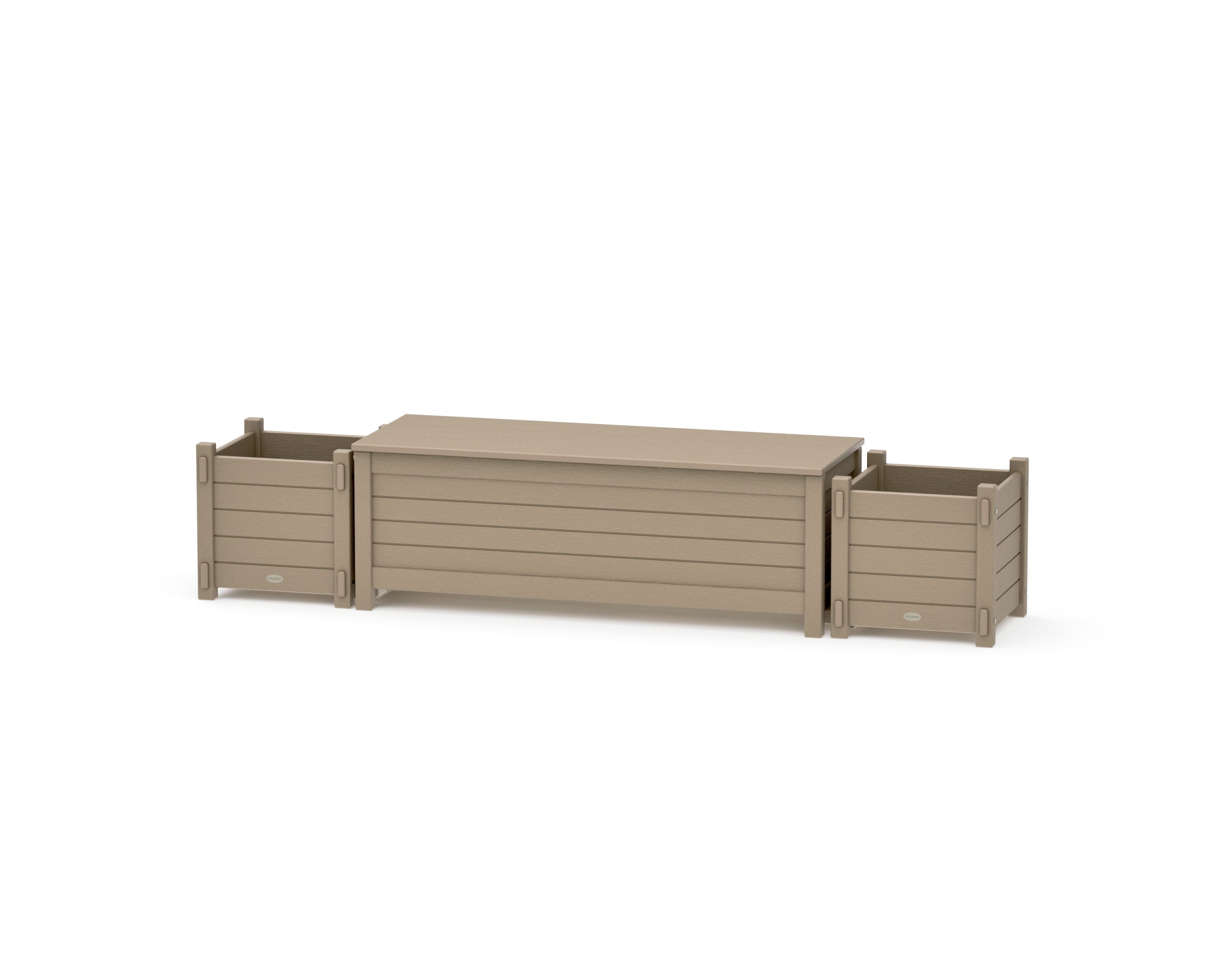 48" Nautical Straight Planter Storage Bench Set in Vintage Sahara