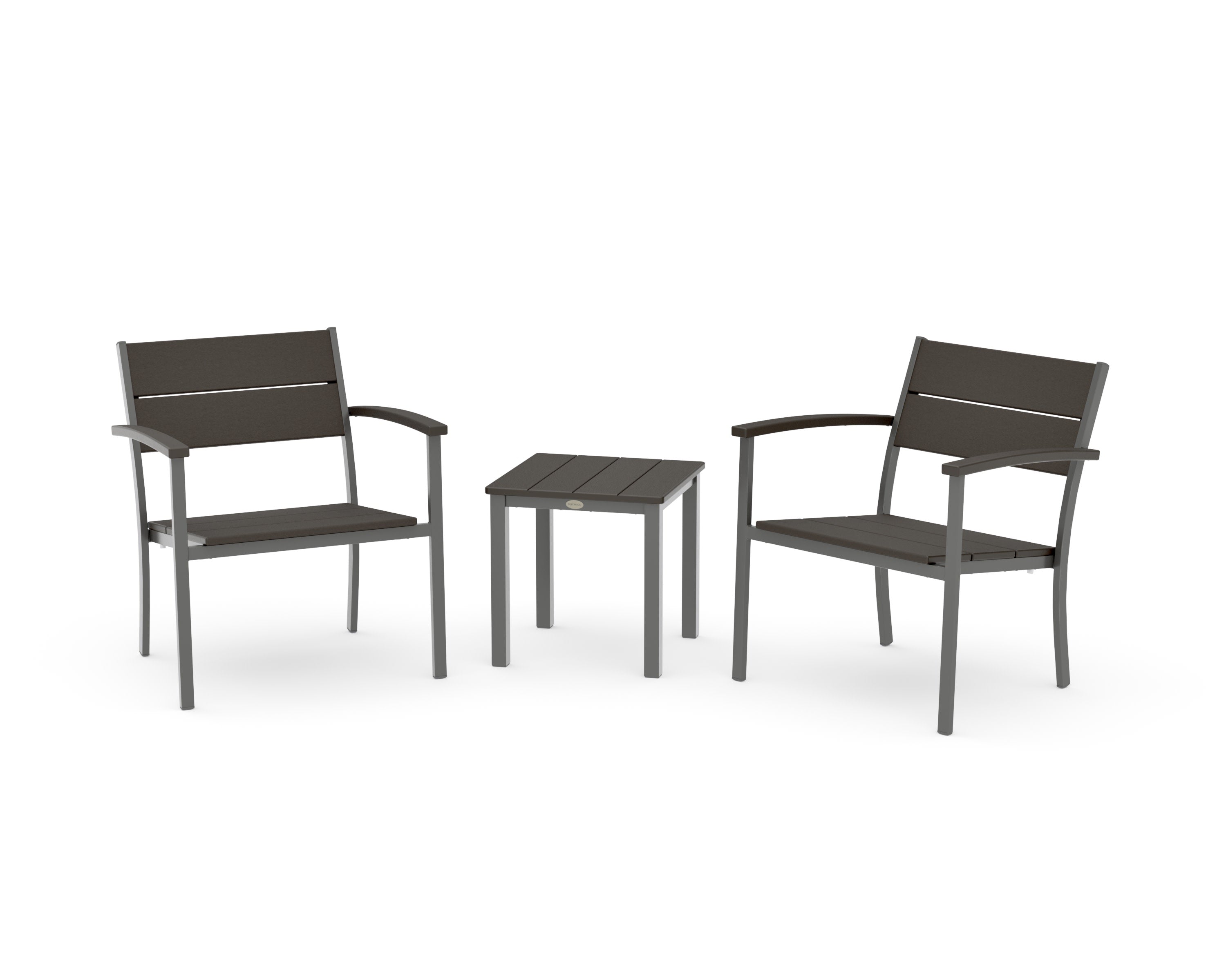 Main Street 3-Piece Lounge Chair Set in Charcoal / Vintage Coffee