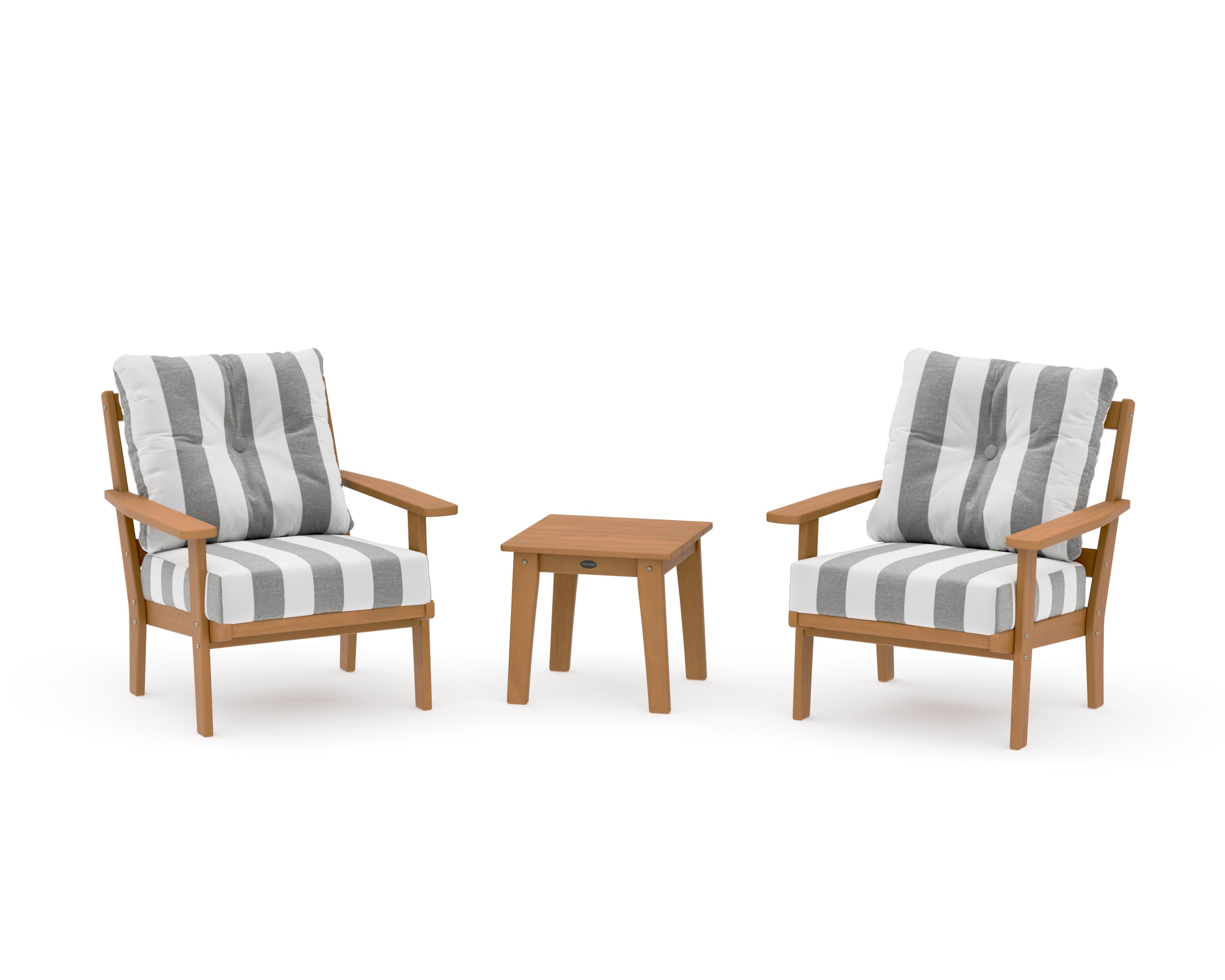 Oxford 3-Piece Deep Seating Set in Natural / Cabana Stripe Grey Mist