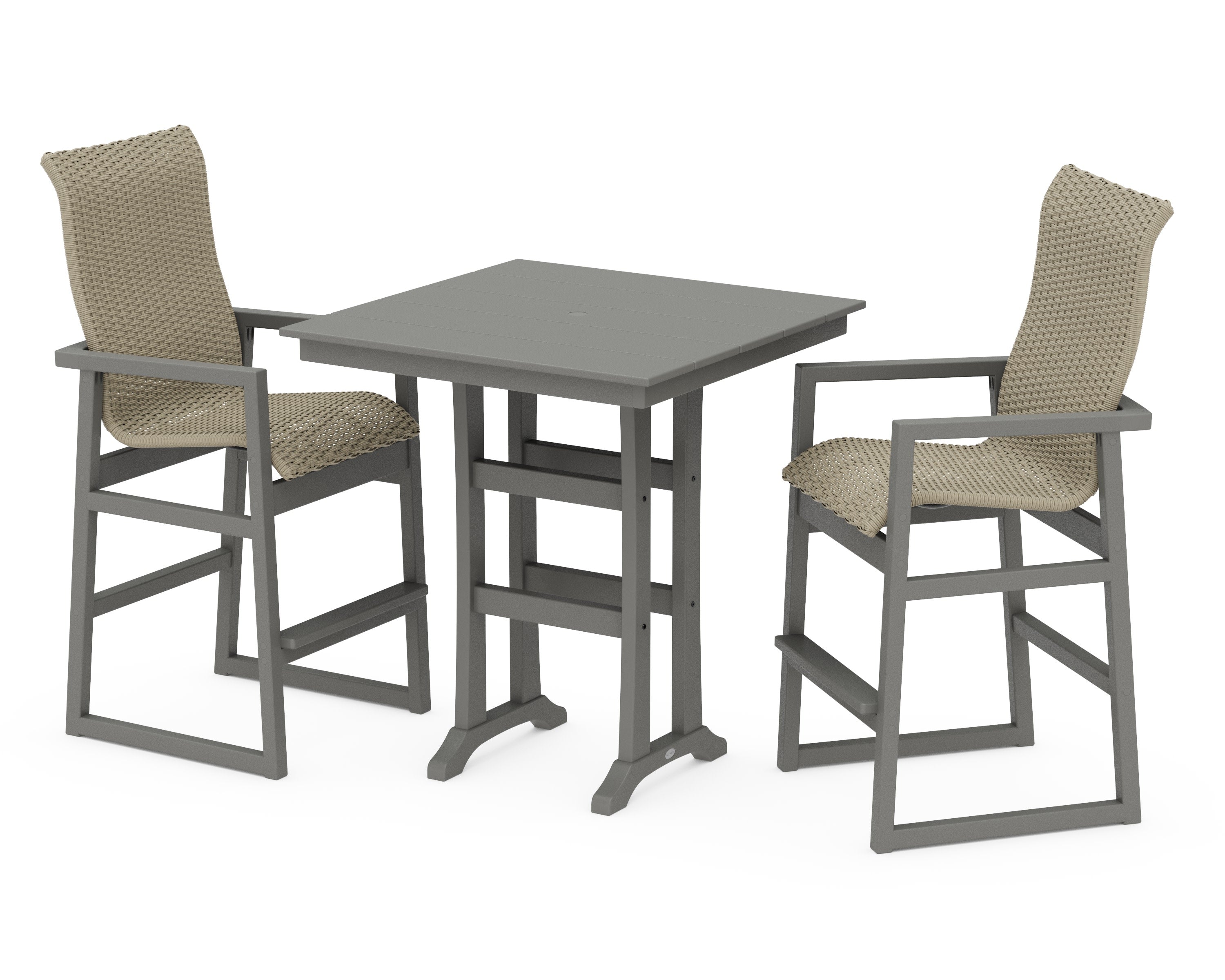 EDGE Woven Highback 3-Piece Farmhouse Bar Set with Trestle Legs