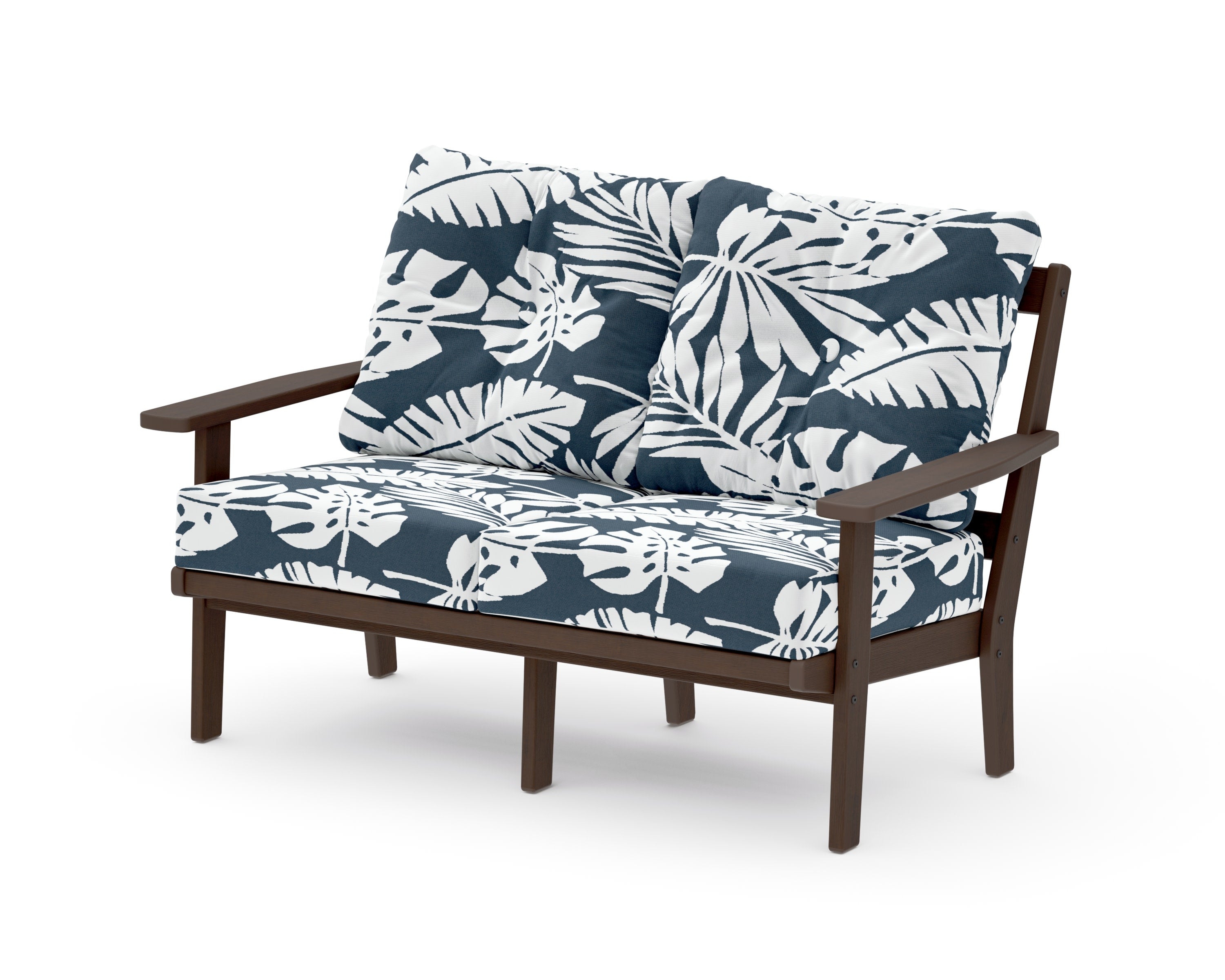 Prairie Deep SeatingLoveseat in Kona / Leaf Marine Indigo