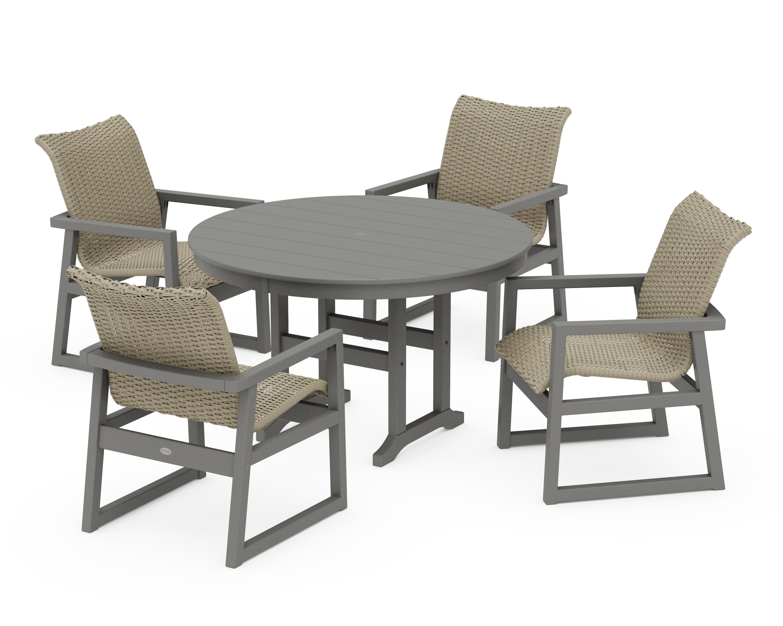 EDGE Woven 5-Piece Round Farmhouse Dining Set