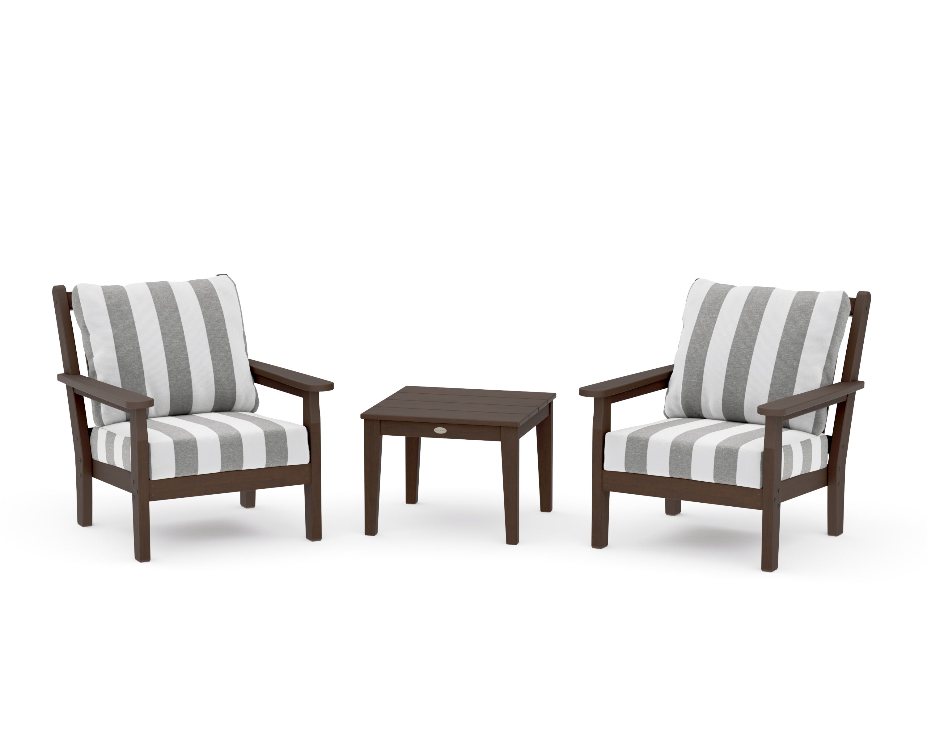 Chippendale 3-Piece Deep Seating Set in Kona / Cabana Stripe Grey Mist