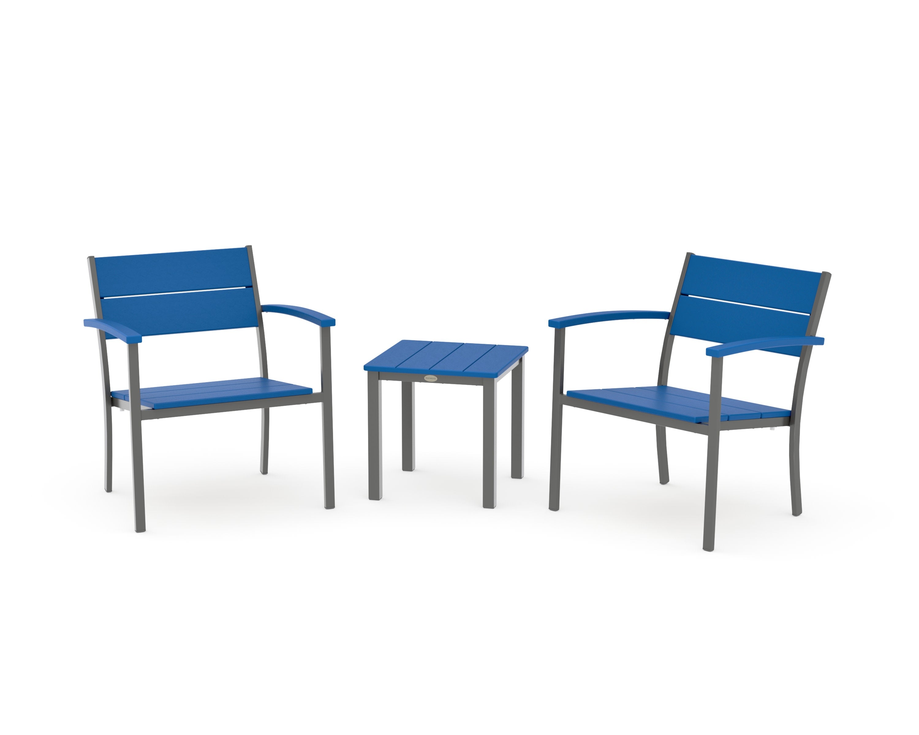 Main Street 3-Piece Lounge Chair Set in Charcoal / Pacific Blue