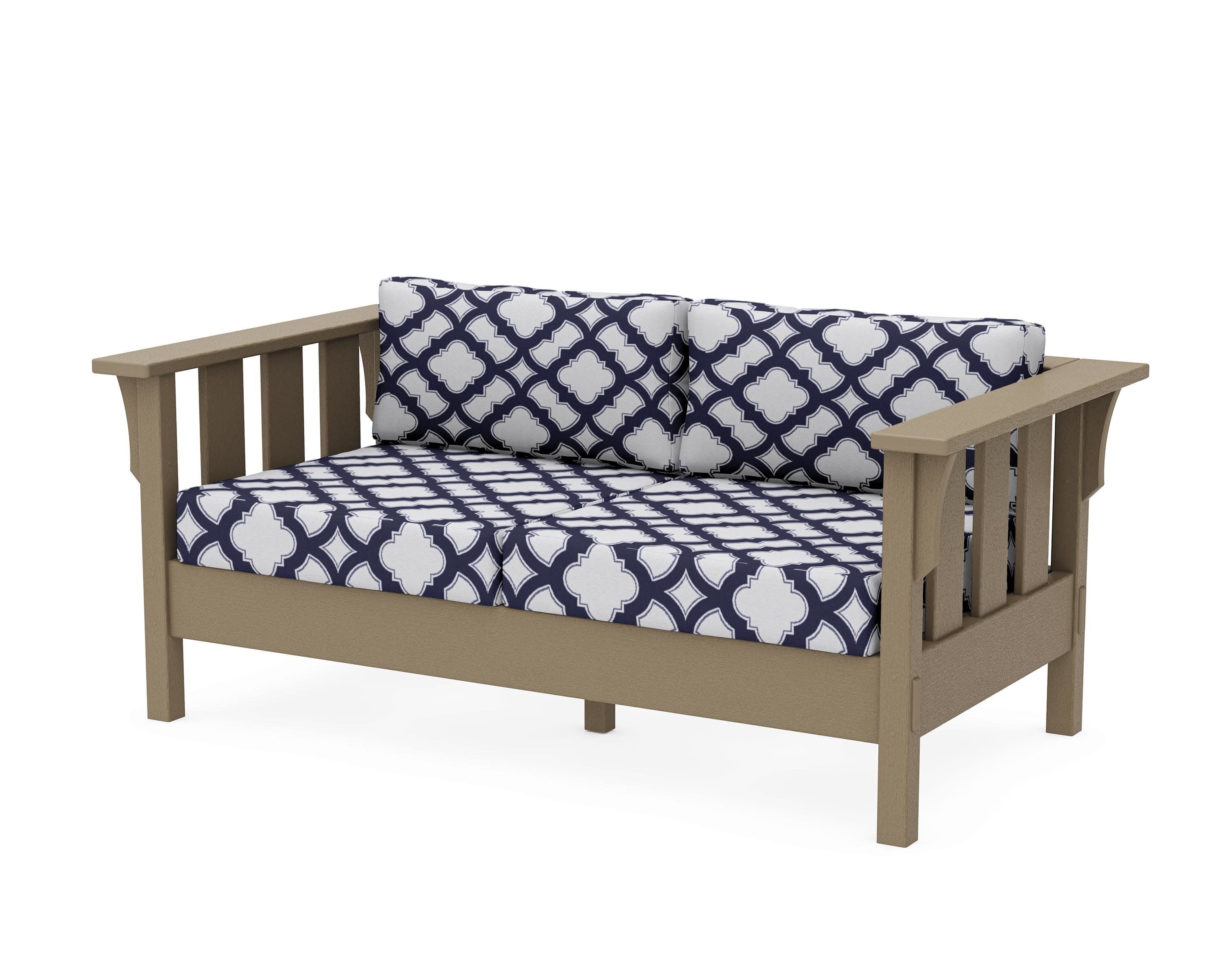 Acadia Deep Seating Loveseat in Vintage Sahara / Trellis Navy