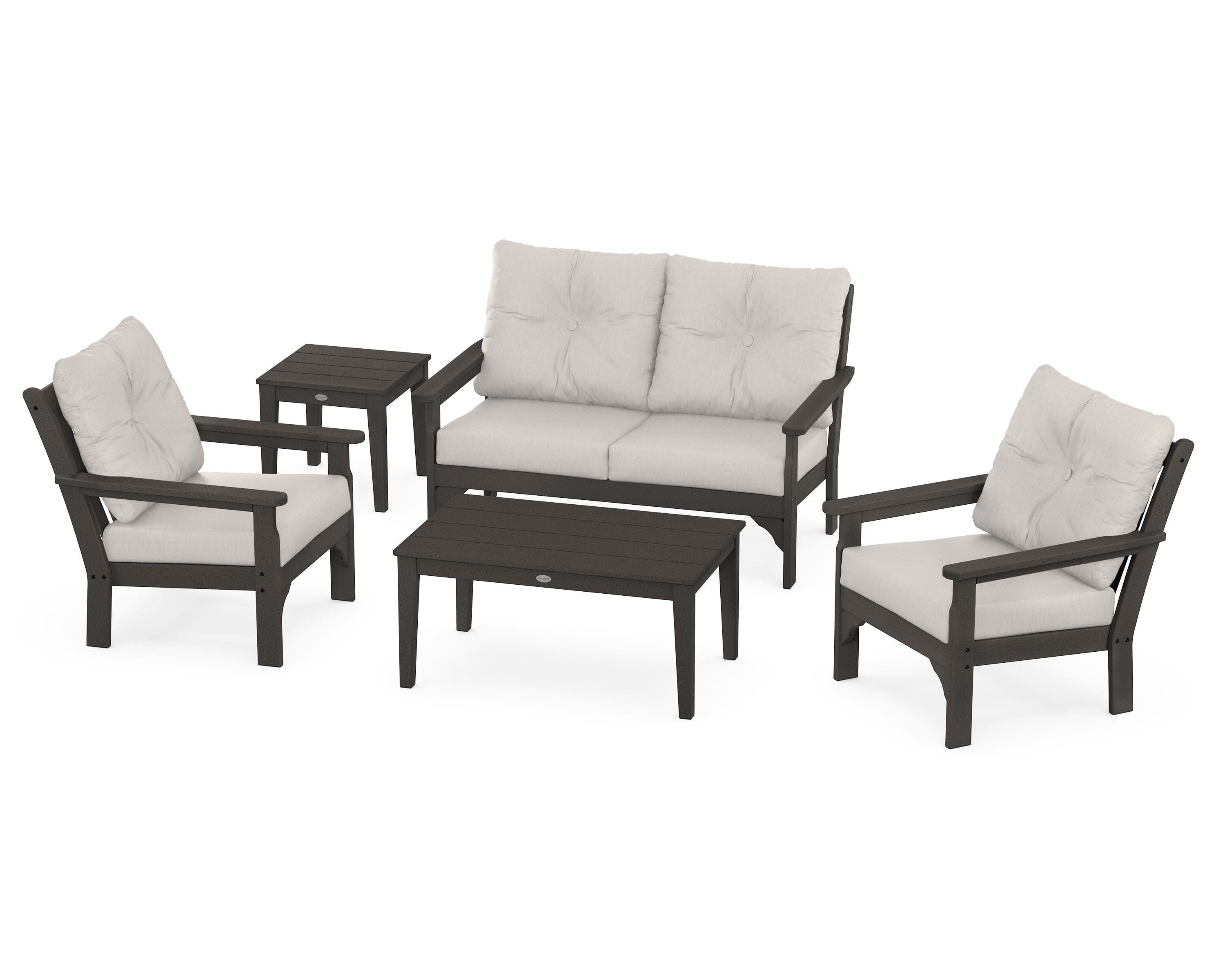 Vineyard 5-Piece Deep Seating Set in Vintage Coffee / Cast Ash