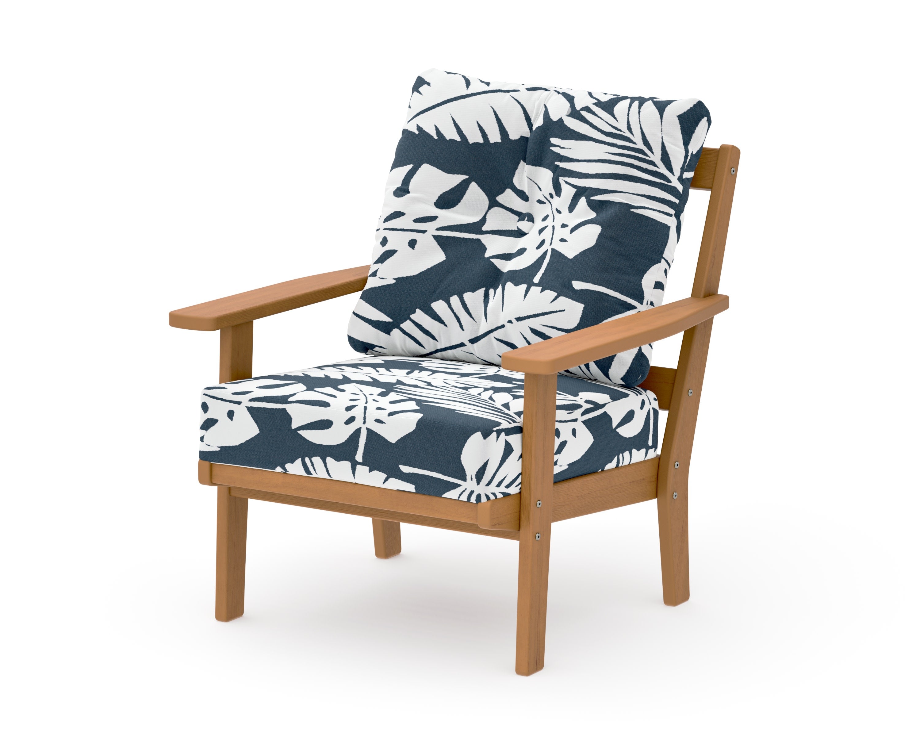 Oxford Deep Seating Chair in Natural / Leaf Marine Indigo