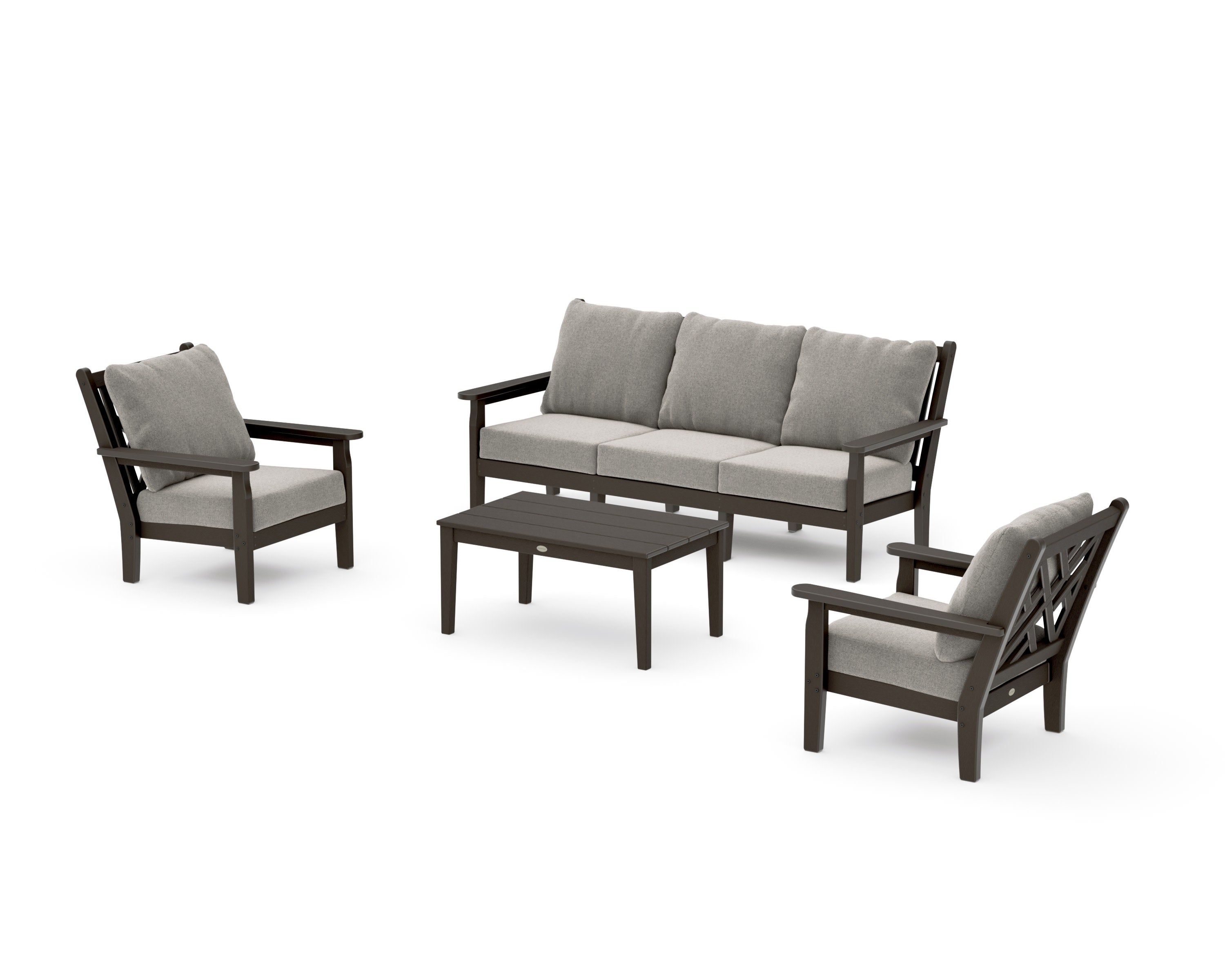 Chippendale 4-Piece Deep Seating Set with Sofa in Vintage Coffee / Weathered Tweed