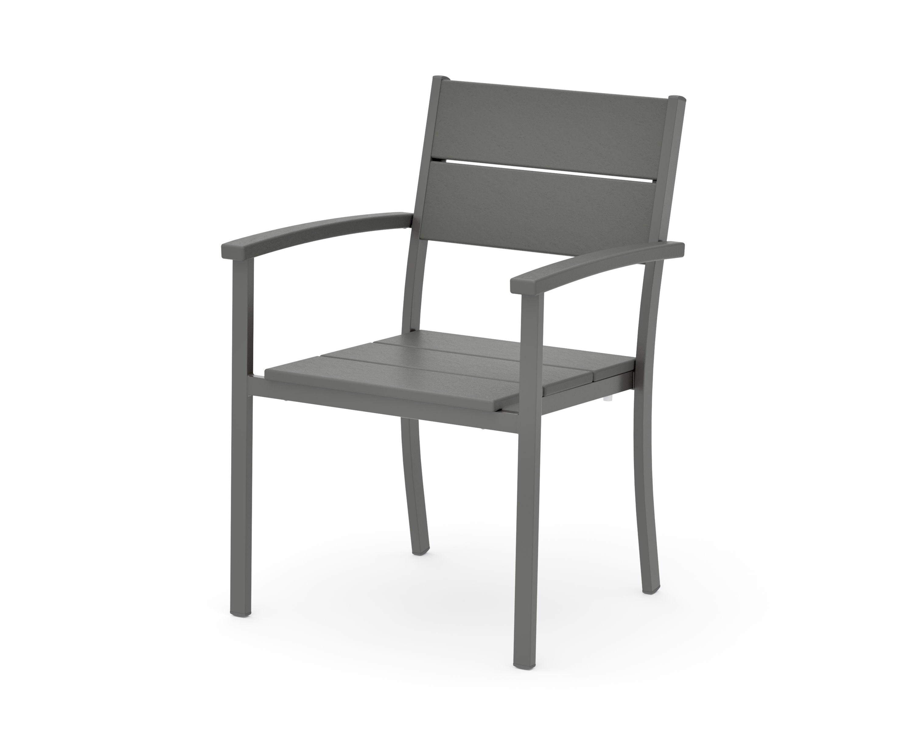 Main Street Stacking Dining Arm Chair in Charcoal / Slate Grey