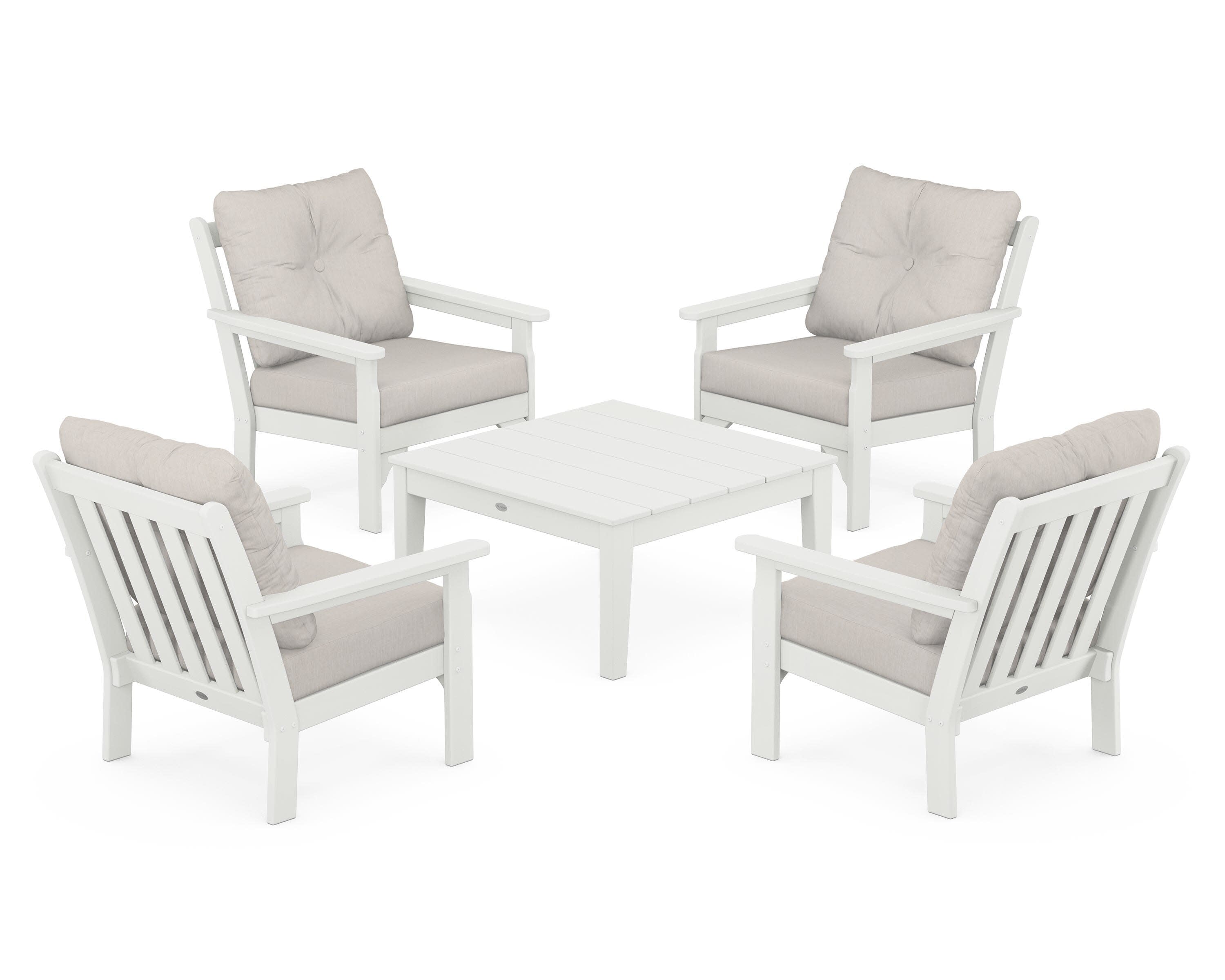 Vineyard 5-Piece Deep Seating Conversation Set in Vintage White / Cast Ash