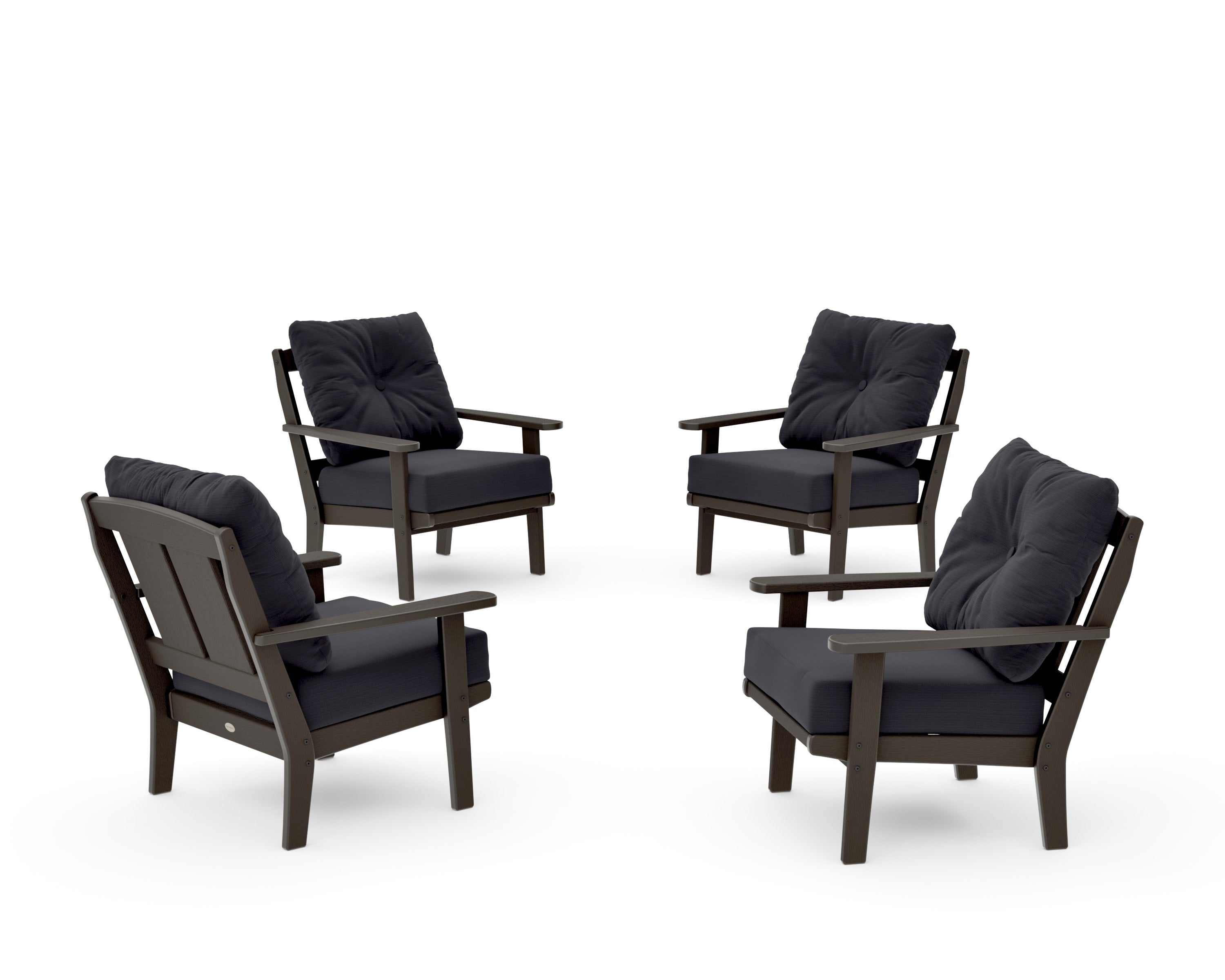 Mission 5-Piece Deep Seating Set with Fire Pit Table in Vintage Coffee / Midnight Linen