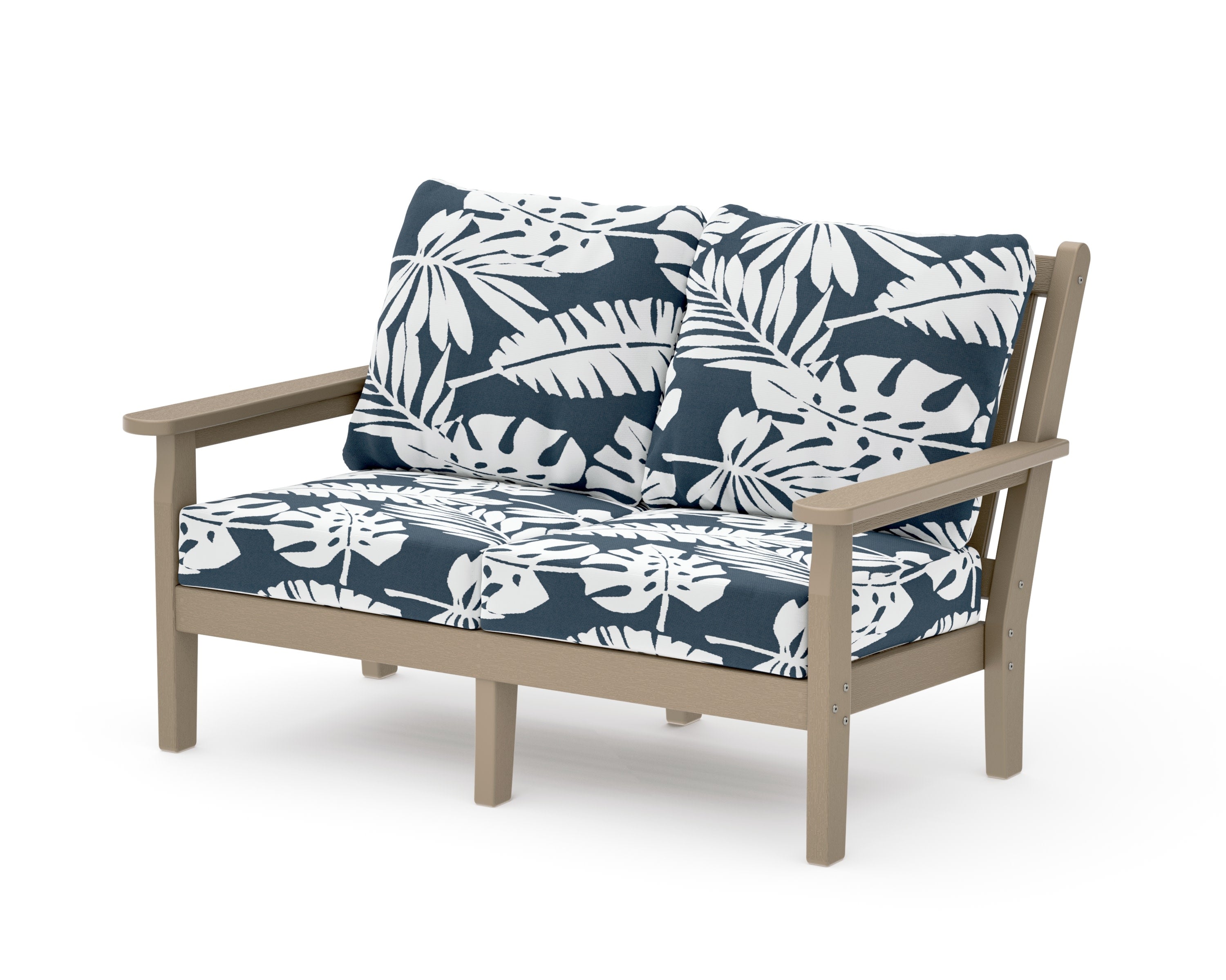Chippendale Deep Seating Loveseat in Vintage Sahara / Leaf Marine Indigo