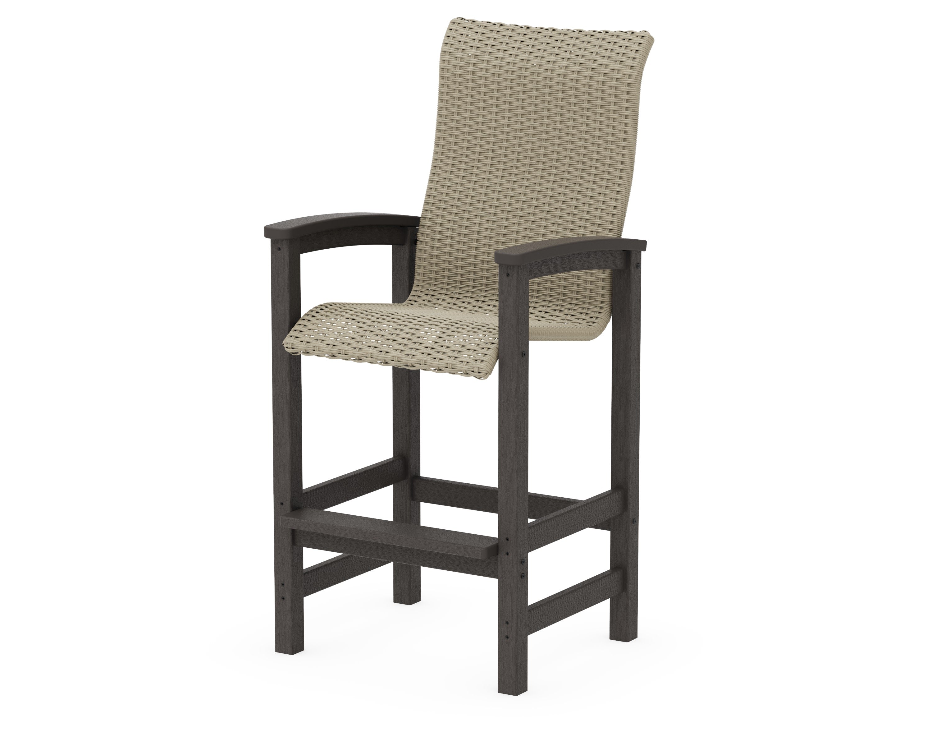 Coastal Woven High-Back Bar Chair in Vintage Coffee / Dune Grass