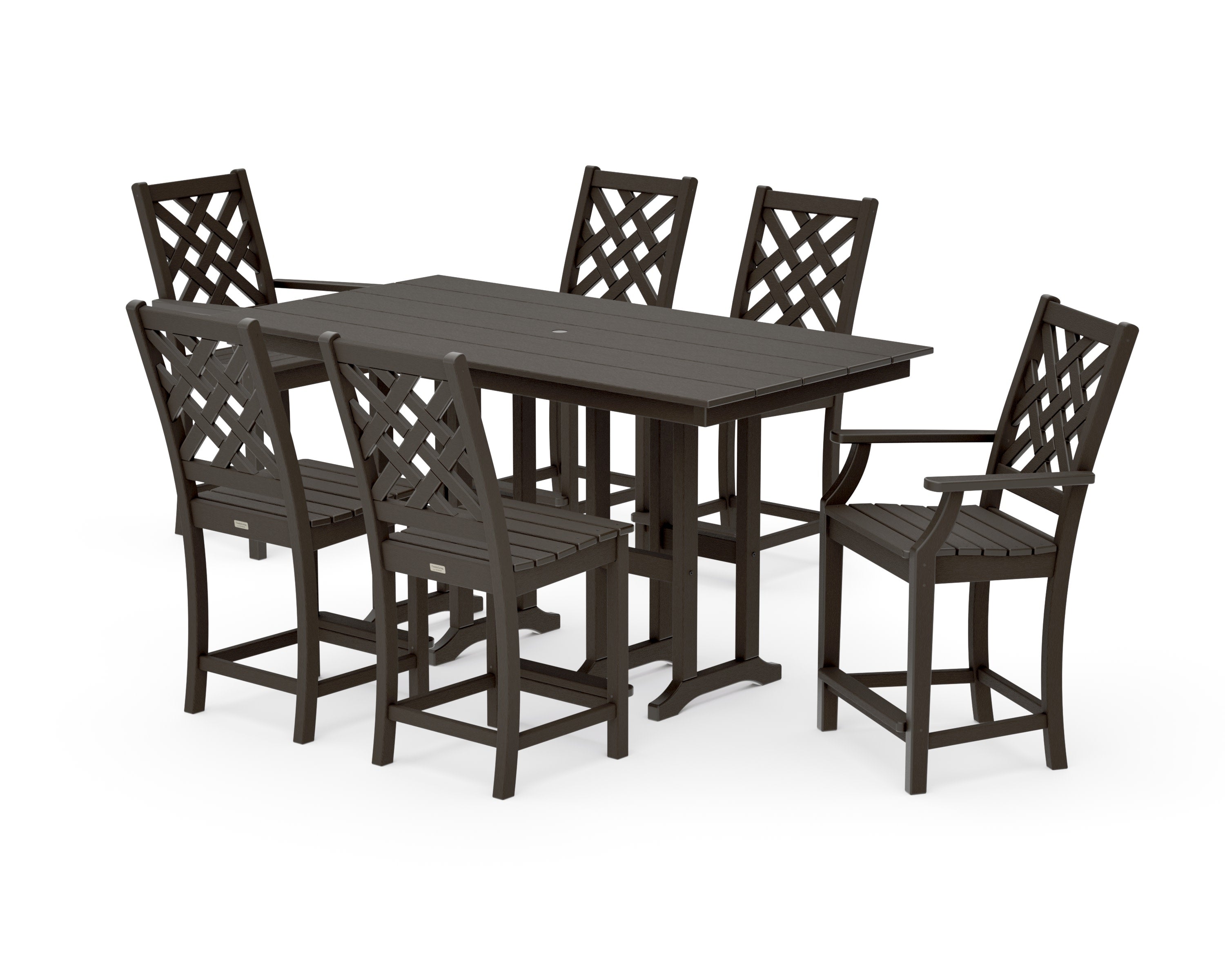 Wovendale 7-Piece Farmhouse Counter Set in Vintage Coffee