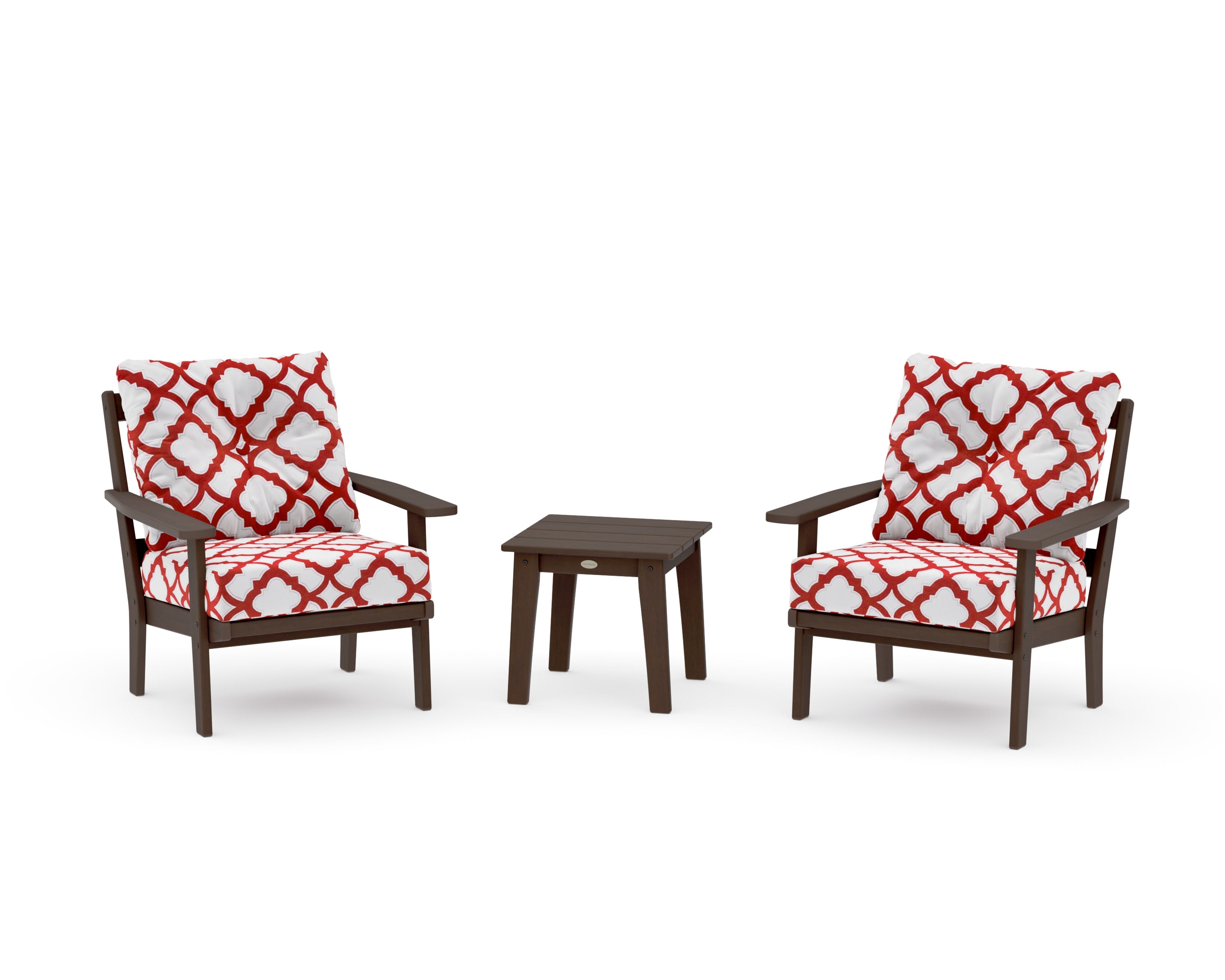 Prairie 3-Piece Deep Seating Set in Kona / Trellis Crimson