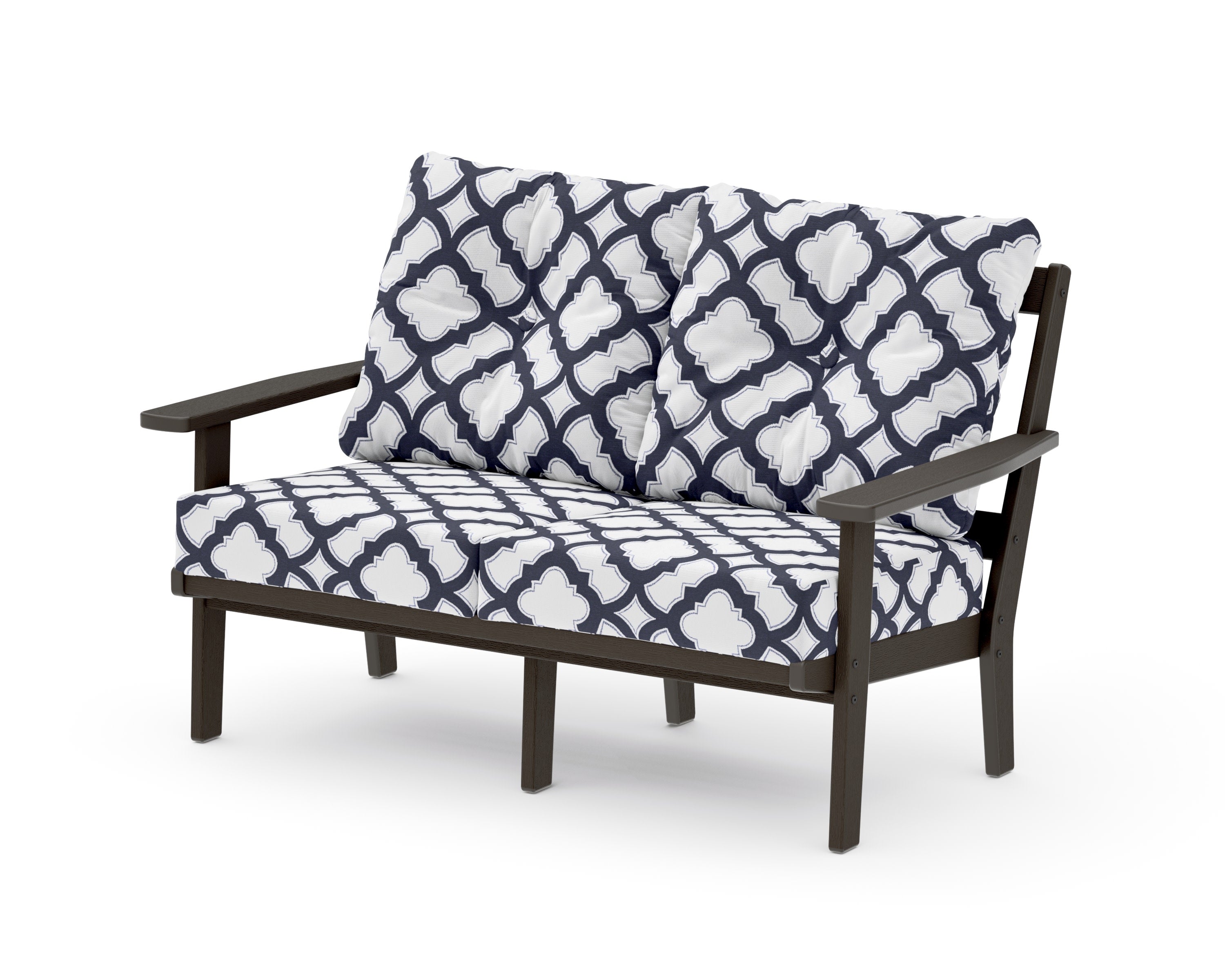 Oxford Deep SeatingLoveseat in Vintage Coffee / Trellis Navy