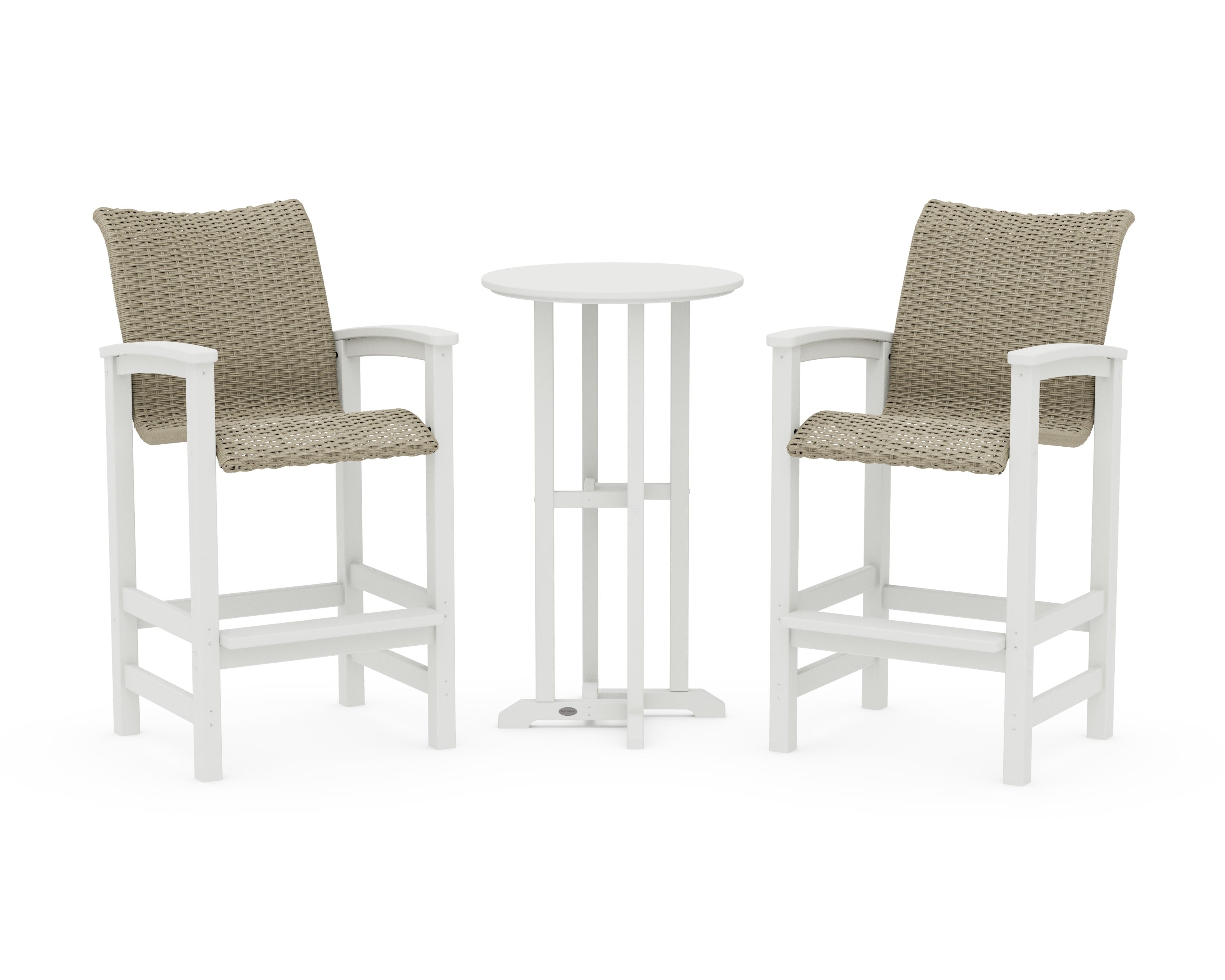 Coastal Woven 3-Piece Farmhouse Bar Set in White / Dune Grass