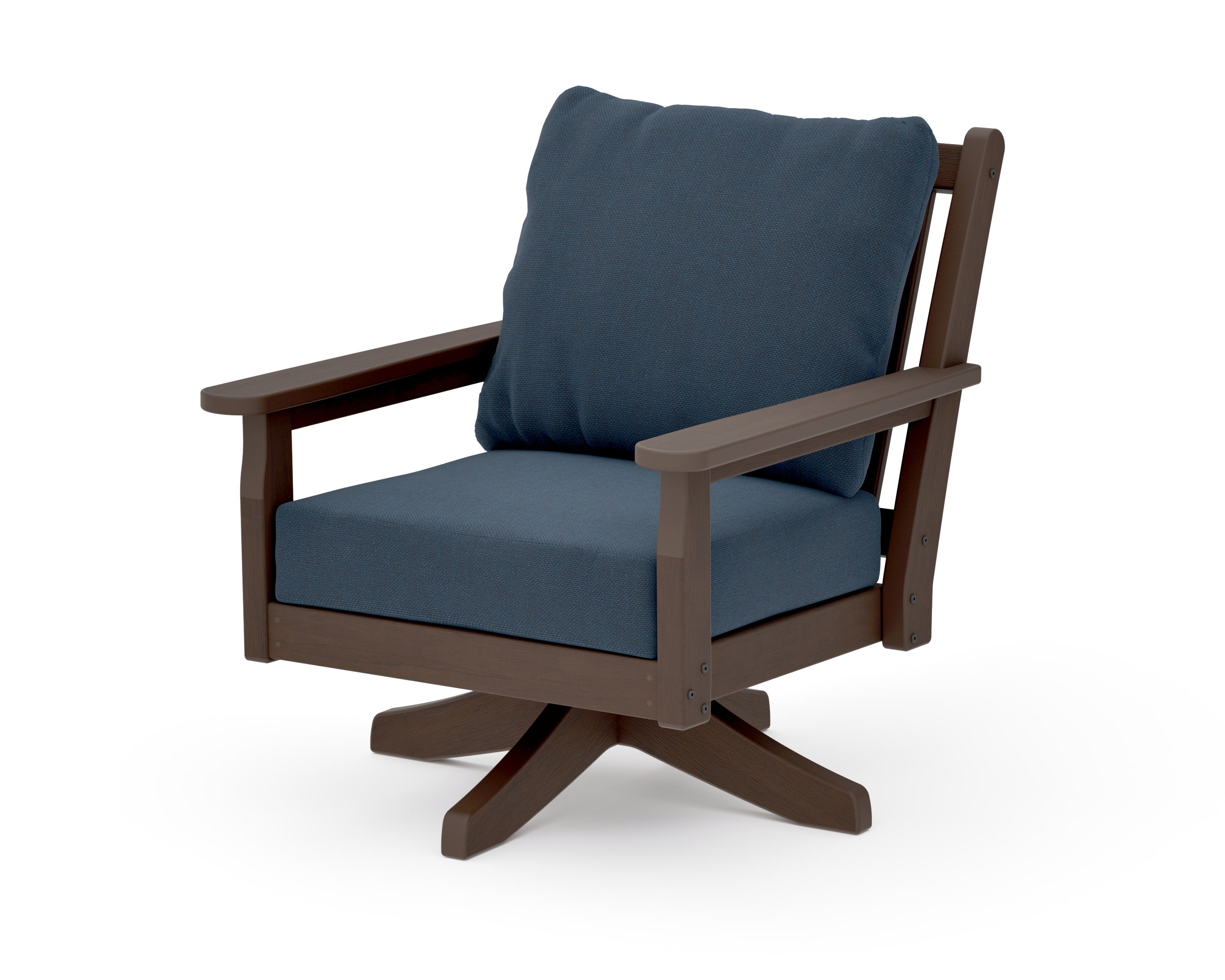Chippendale Deep Seating Swivel Chair in Kona / Marine Indigo