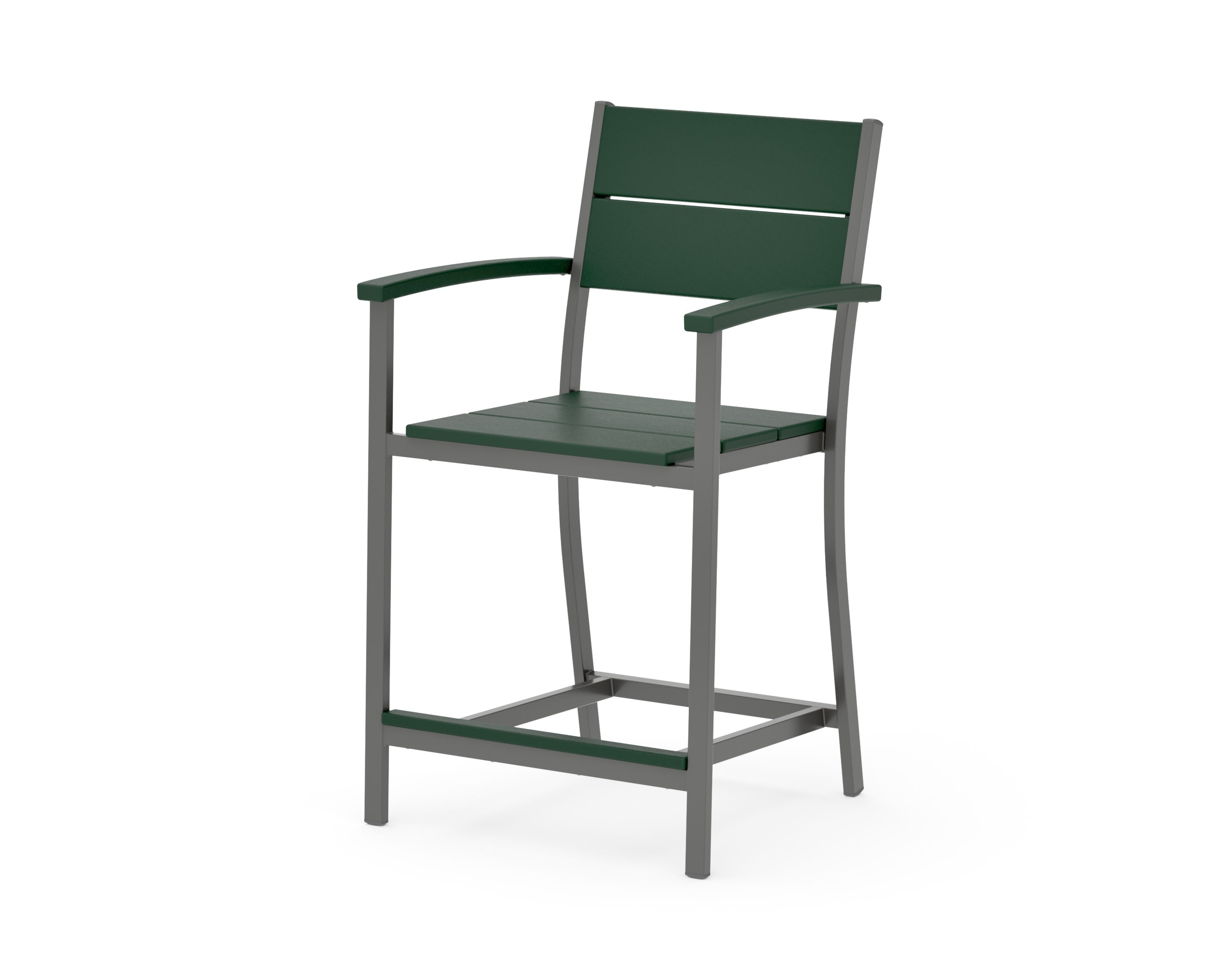 Main Street Counter Arm Chair in Charcoal / Green