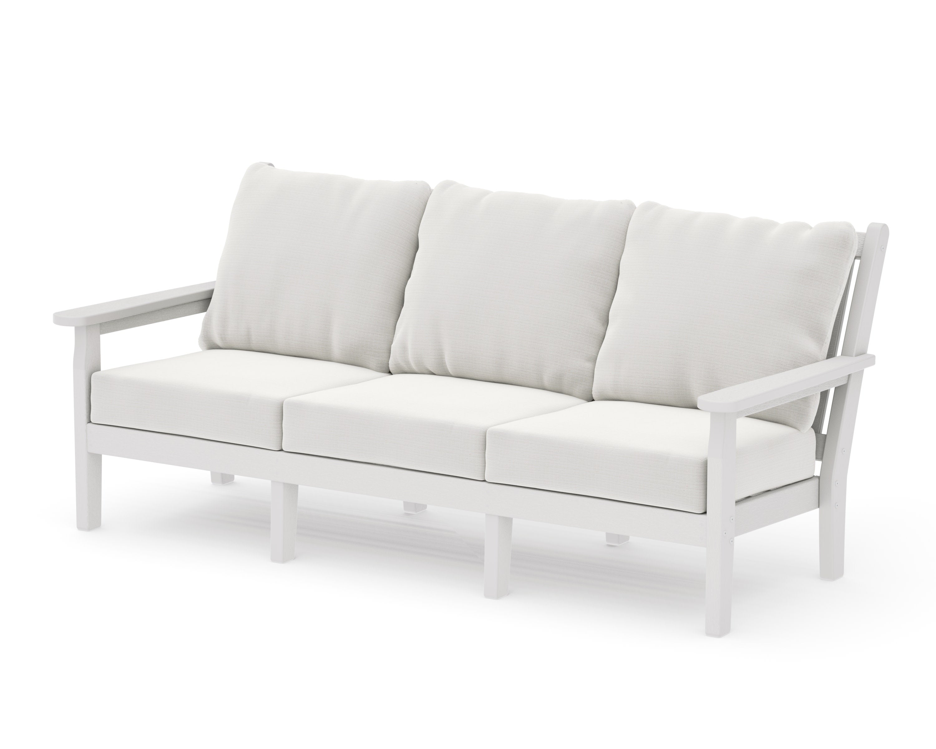 Chippendale Deep Seating Sofa in Vintage White / Natural Linen