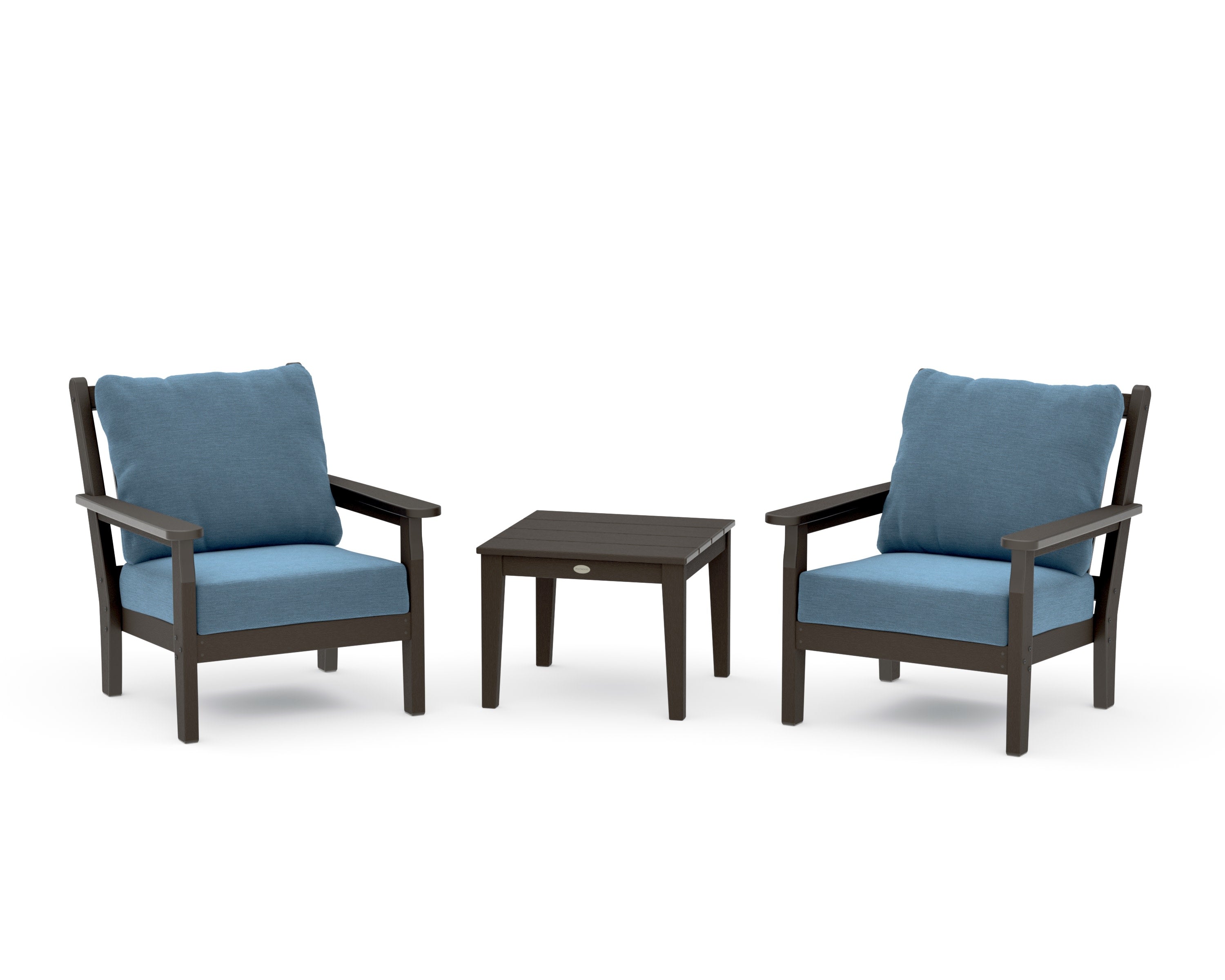 Chippendale 3-Piece Deep Seating Set in Vintage Coffee / Sky Blue
