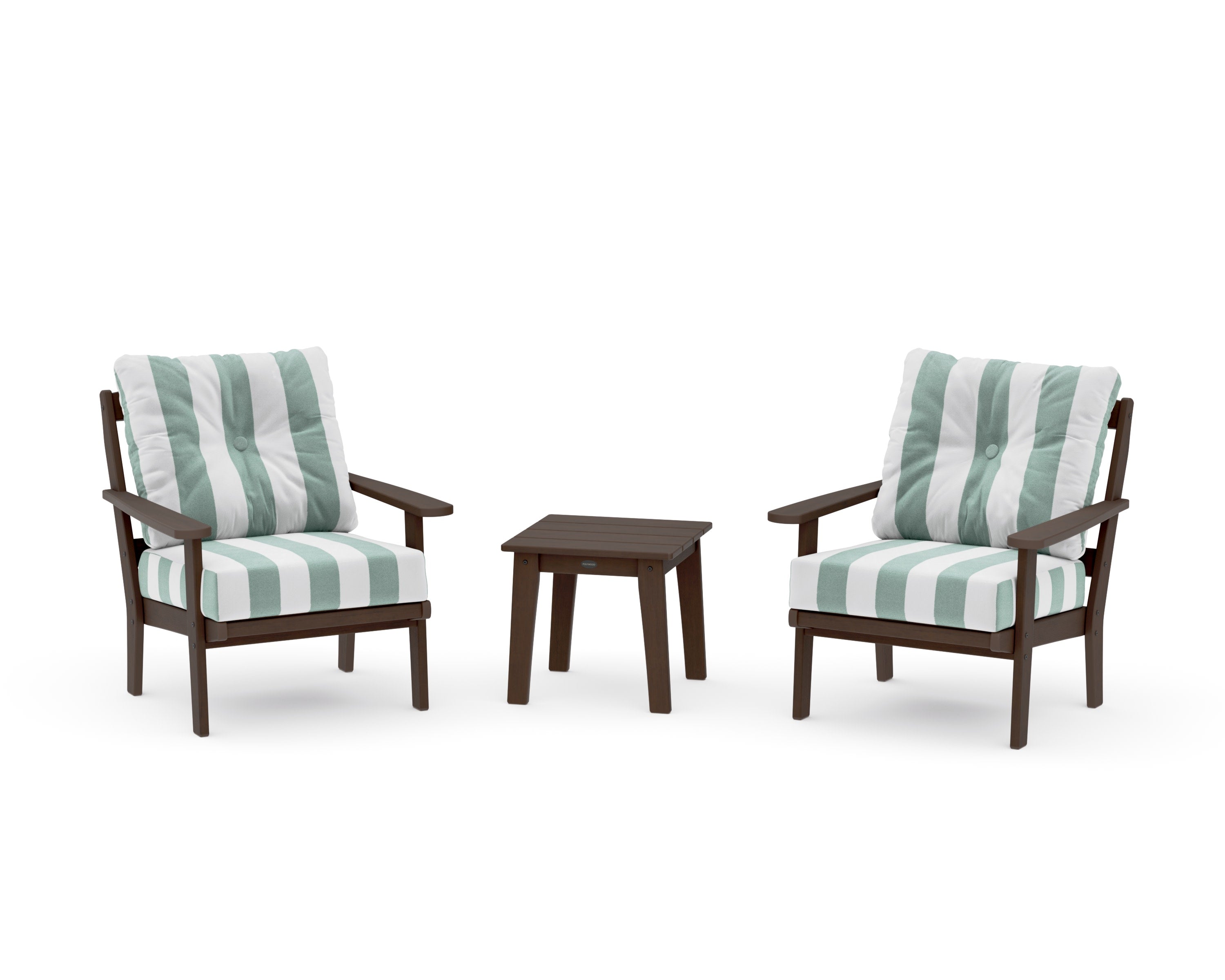 Mission 3-Piece Deep Seating Set in Kona / Cabana Stripe Glacier Spa