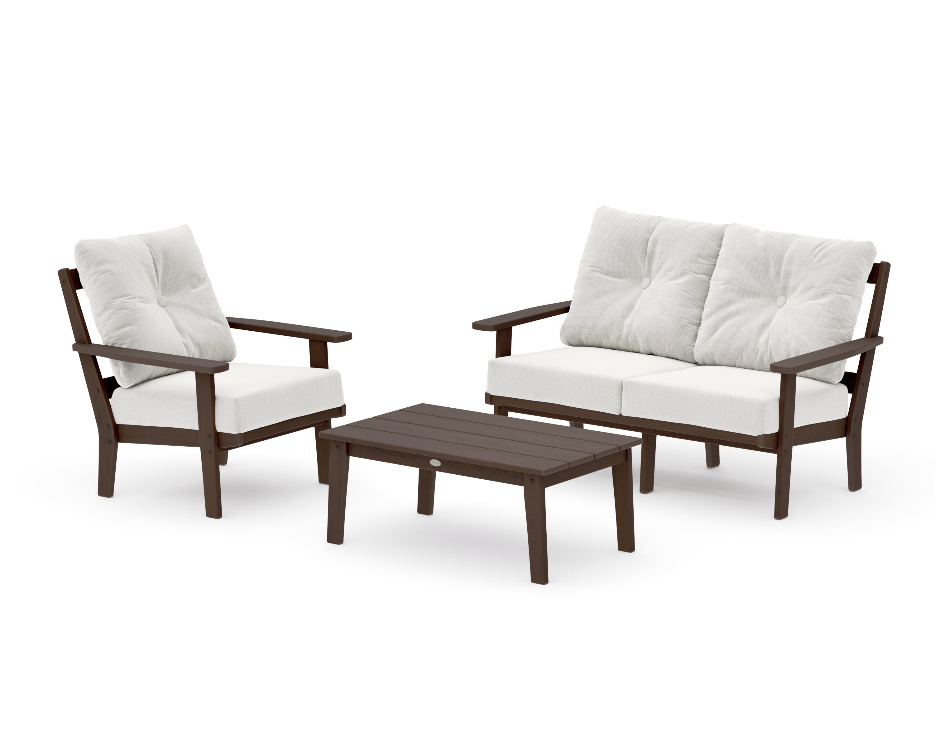 Oxford 3-Piece Deep Seating Set with Loveseat in Kona / Natural Linen