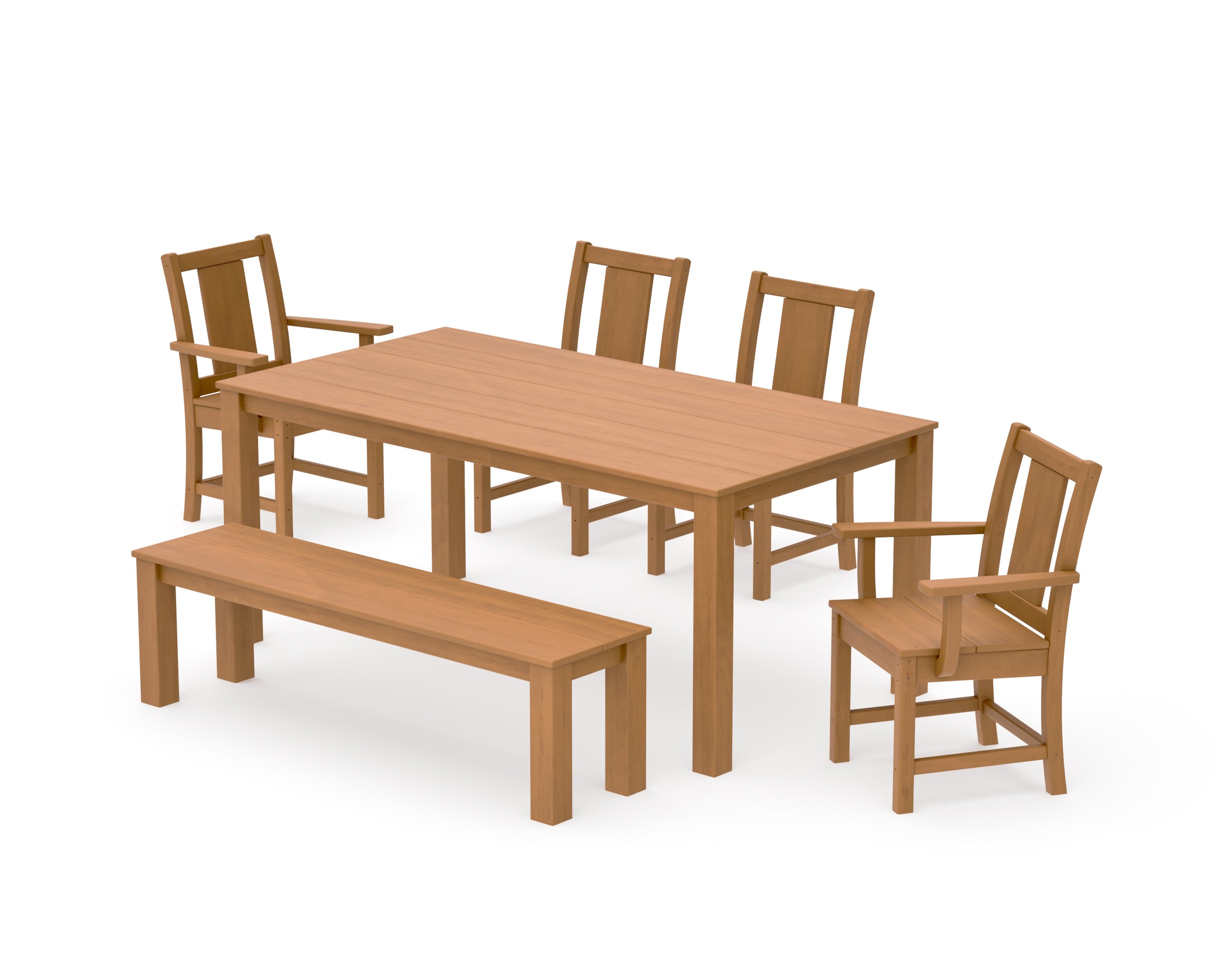 Prairie 6-Piece Parsons Dining Set with Bench in Natural