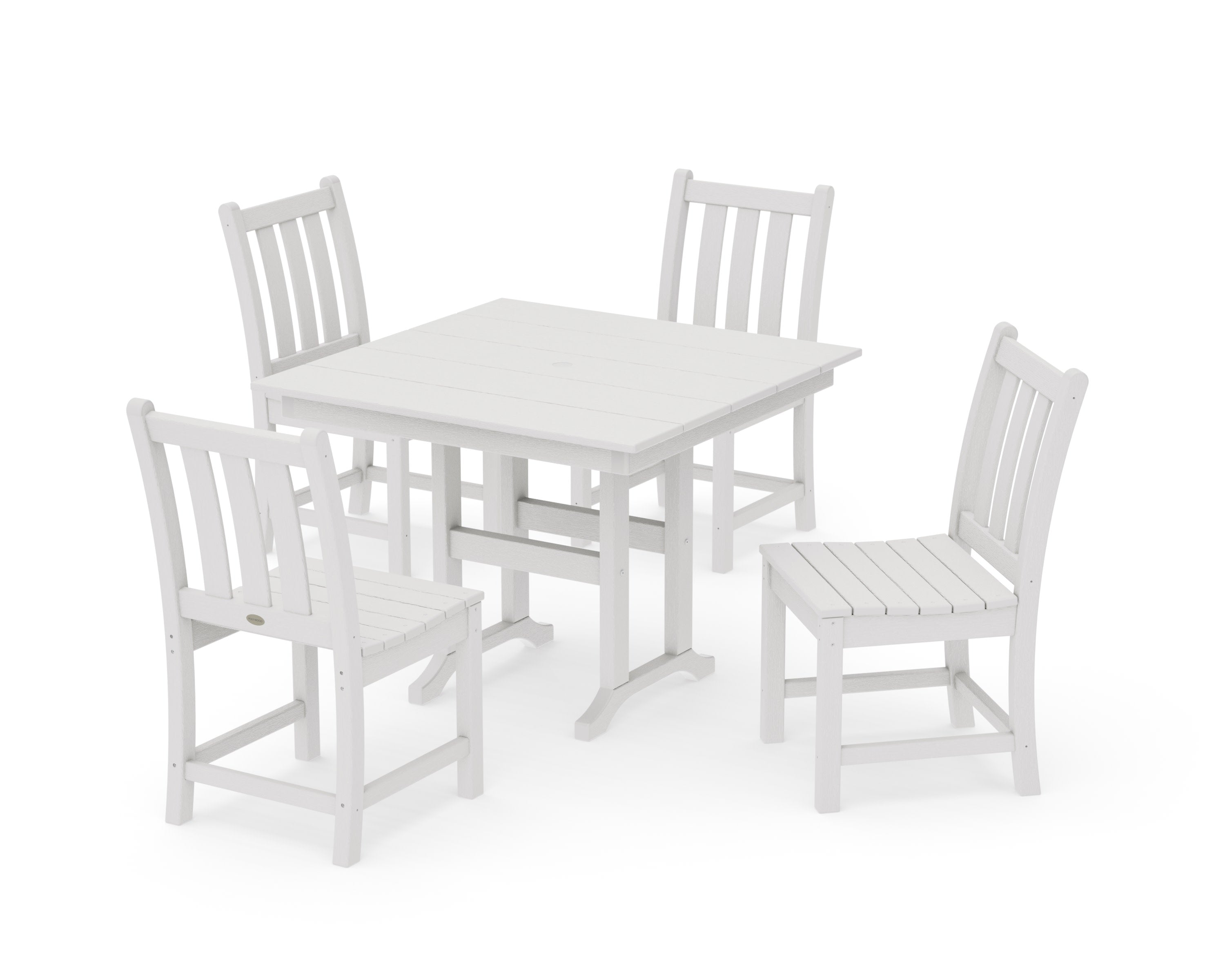 Traditional Garden Side Chair 5-Piece Farmhouse Dining Set in Vintage White