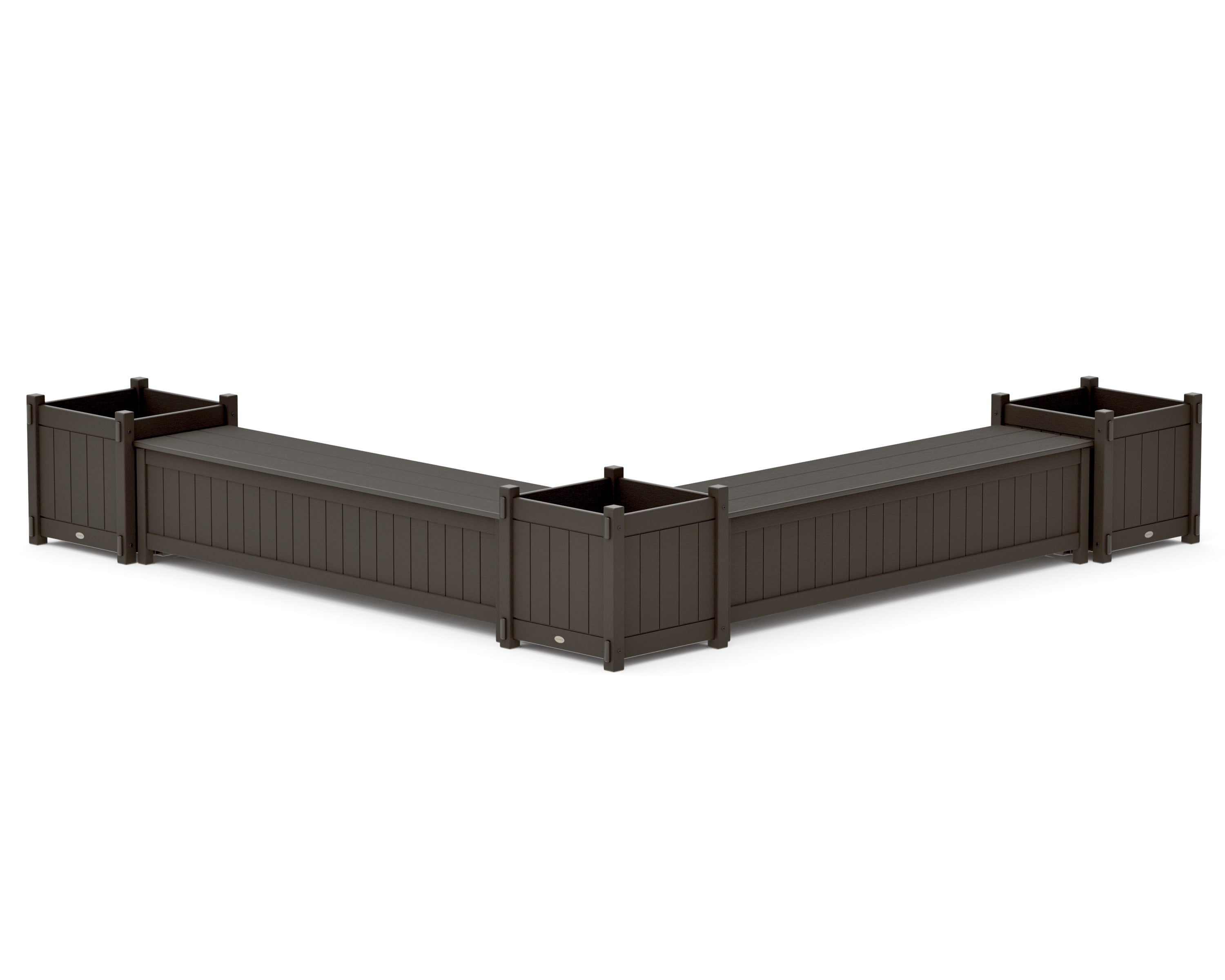 72" Vineyard L- Shaped Planter Storage Bench Corner Set- Large in Vintage Coffee
