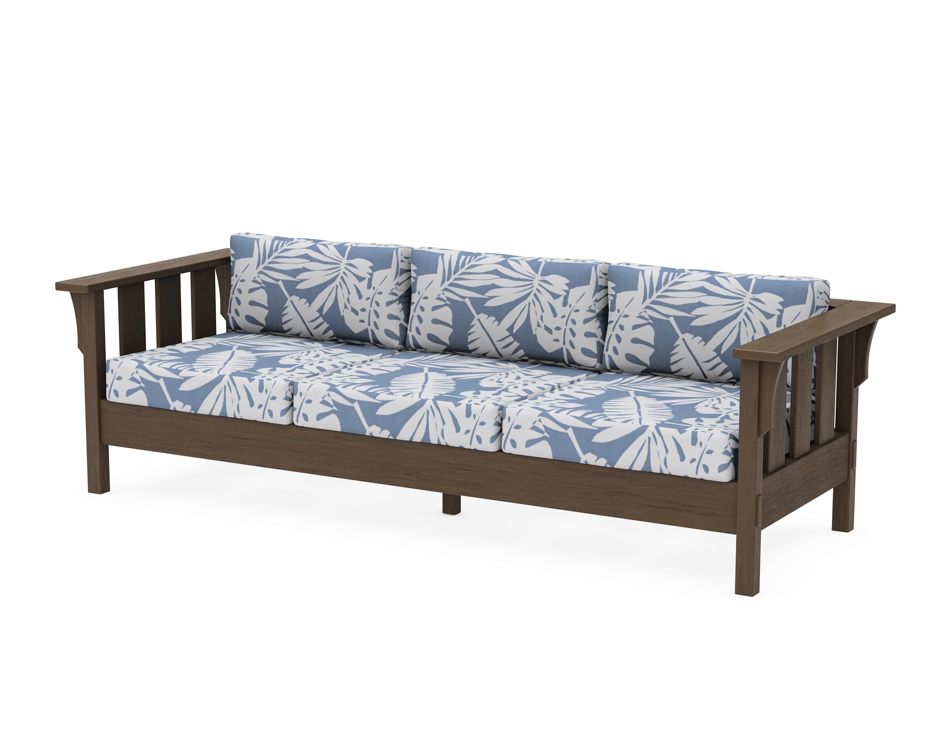 Acadia Deep Seating Sofa in Kona / Leaf Sky Blue
